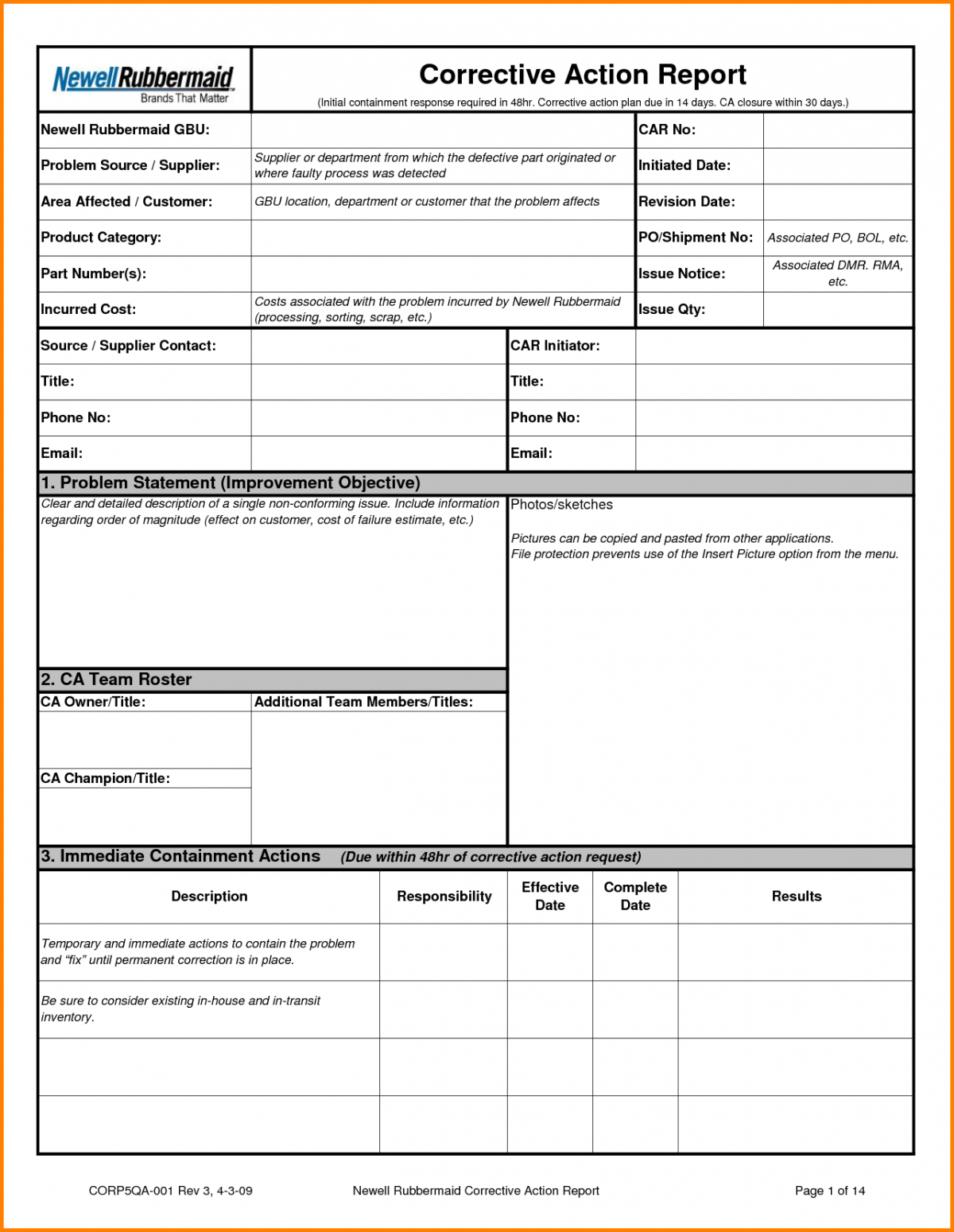 8D Corrective Action Report Template Intended For 8D Report Format Template