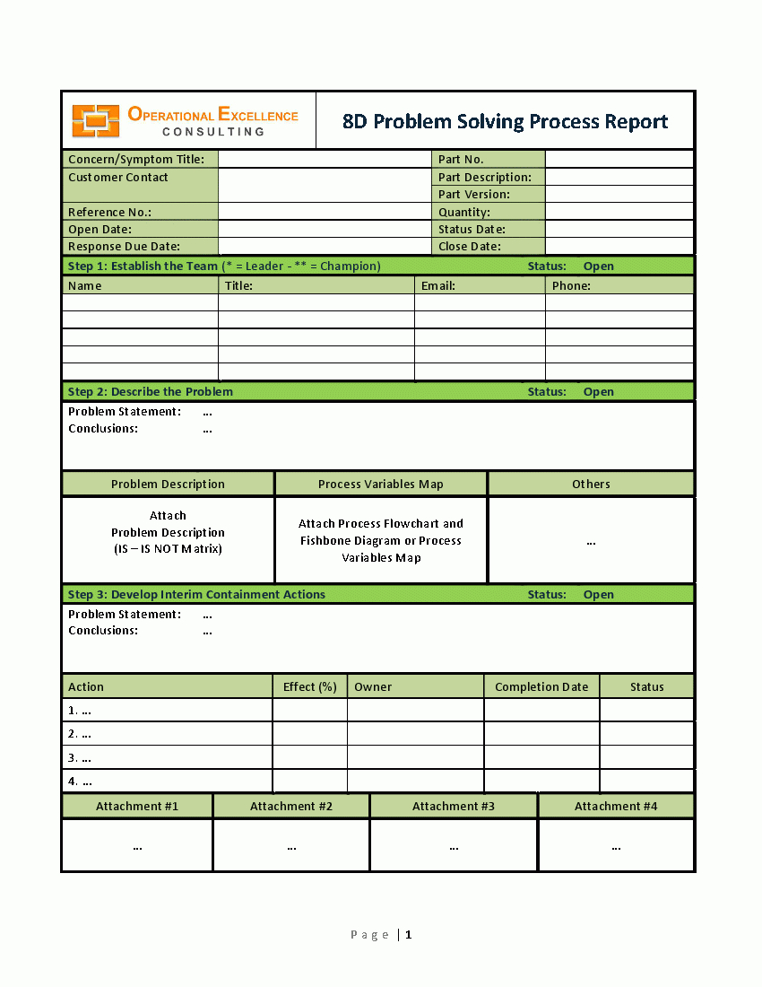 8D Problem Solving Process Report Template (Word) - Flevypro Throughout 8D Report Template