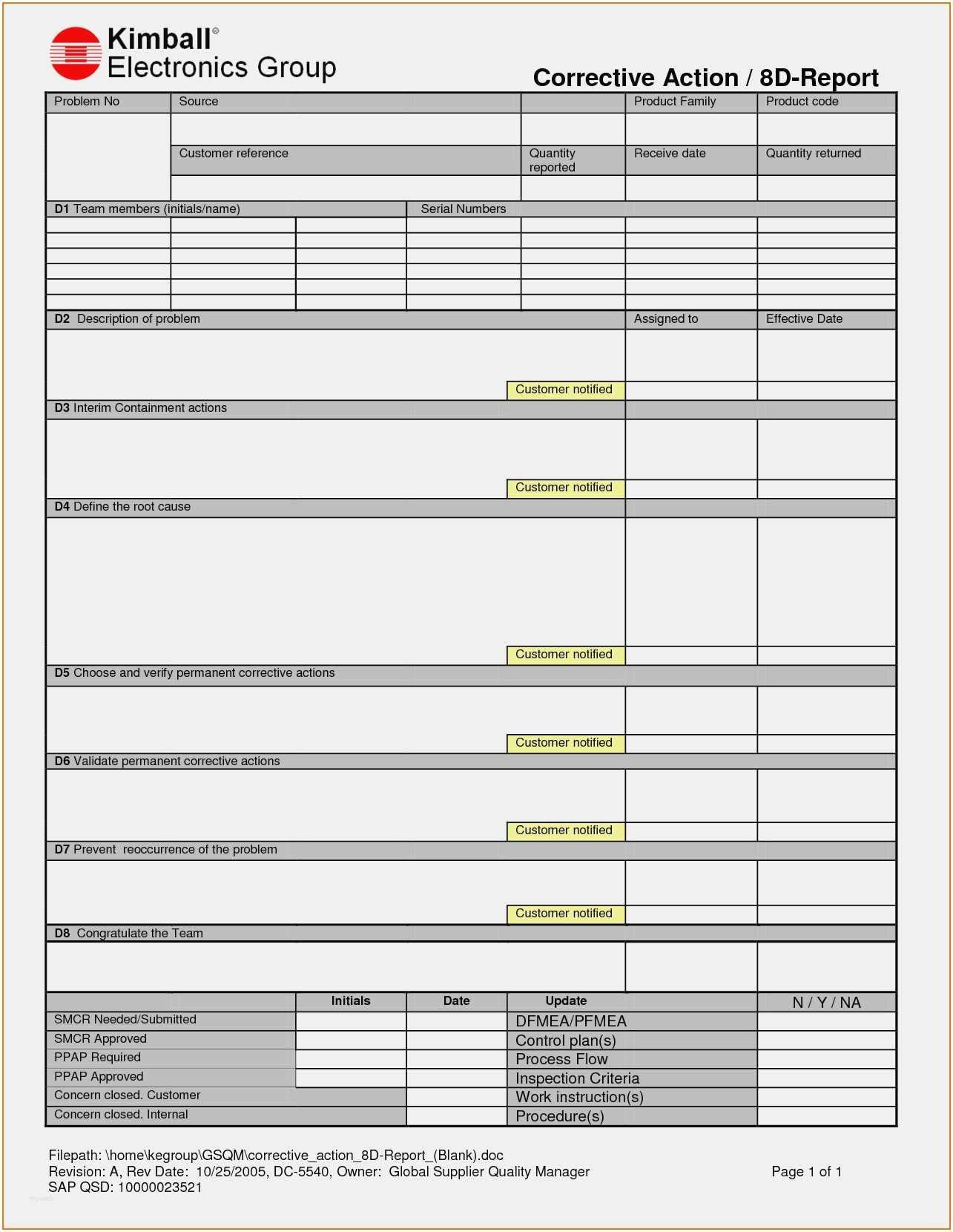 8D Report Template Excel What Makes 14D Report Template Throughout 8D Report Format Template