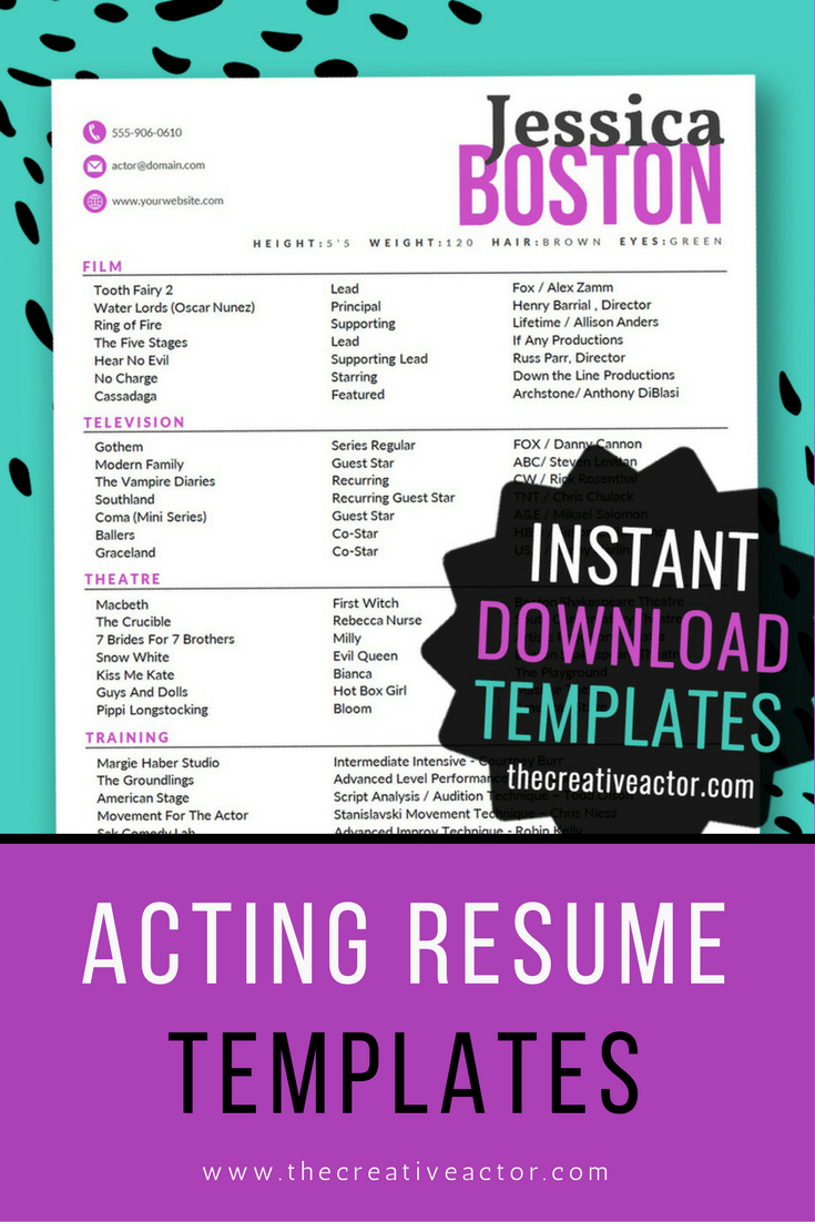 8X10 Actor Resume Templates – Instant Download Acting Resume In Theatrical Resume Template Word