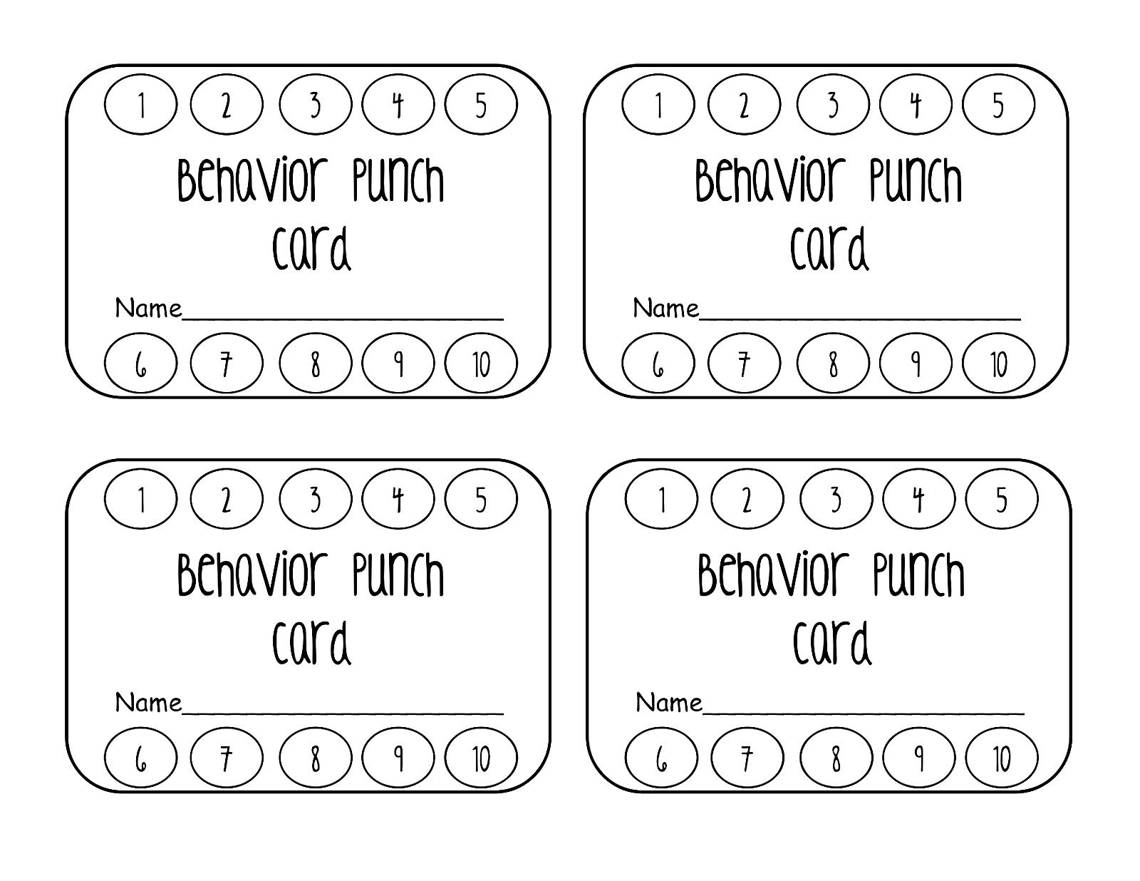 9 Best Photos Of Free Printable Behavior Punch Card With Regard To Free Printable Punch Card Template