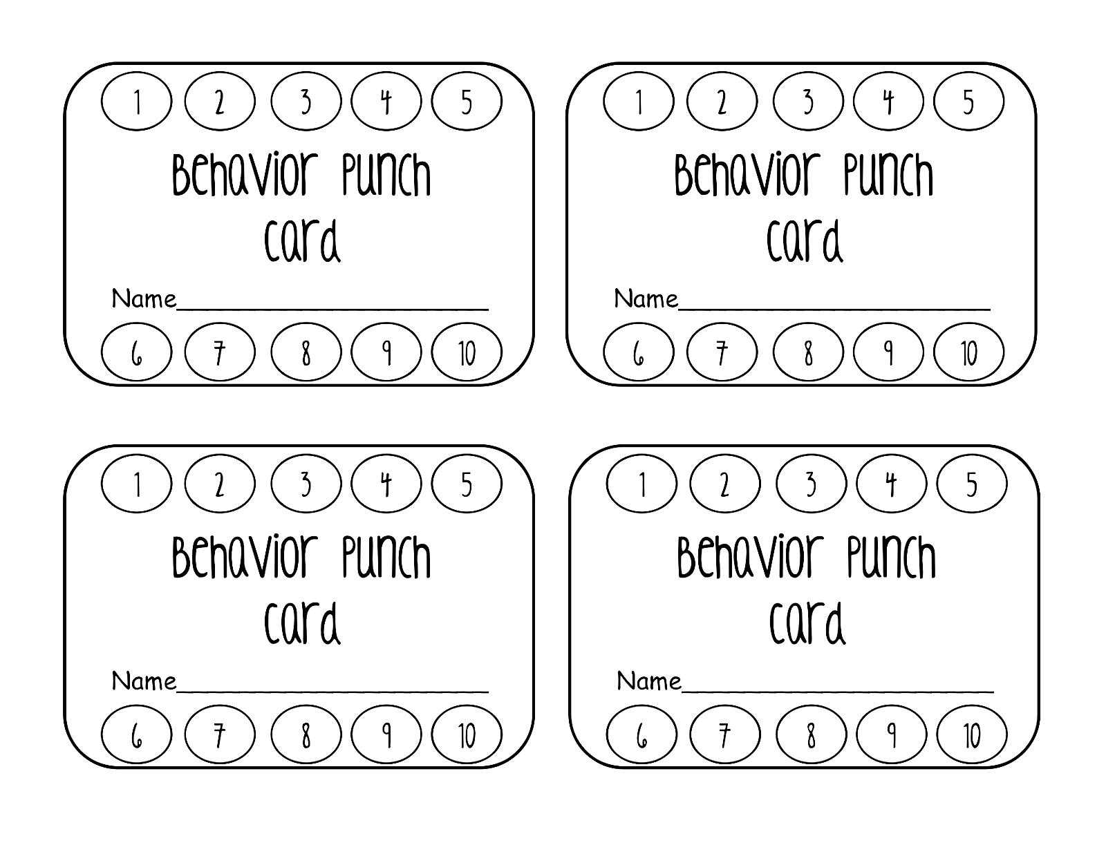 9 Best Photos Of Free Printable Behavior Punch Card With Regard To Free Printable Punch Card Template