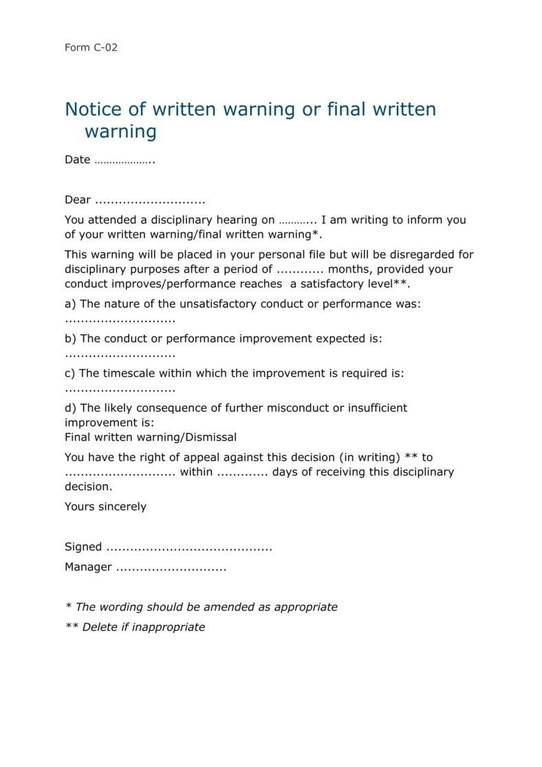9+ Disciplinary Warning Letters – Free Samples, Examples Pertaining To Investigation Report Template Disciplinary Hearing