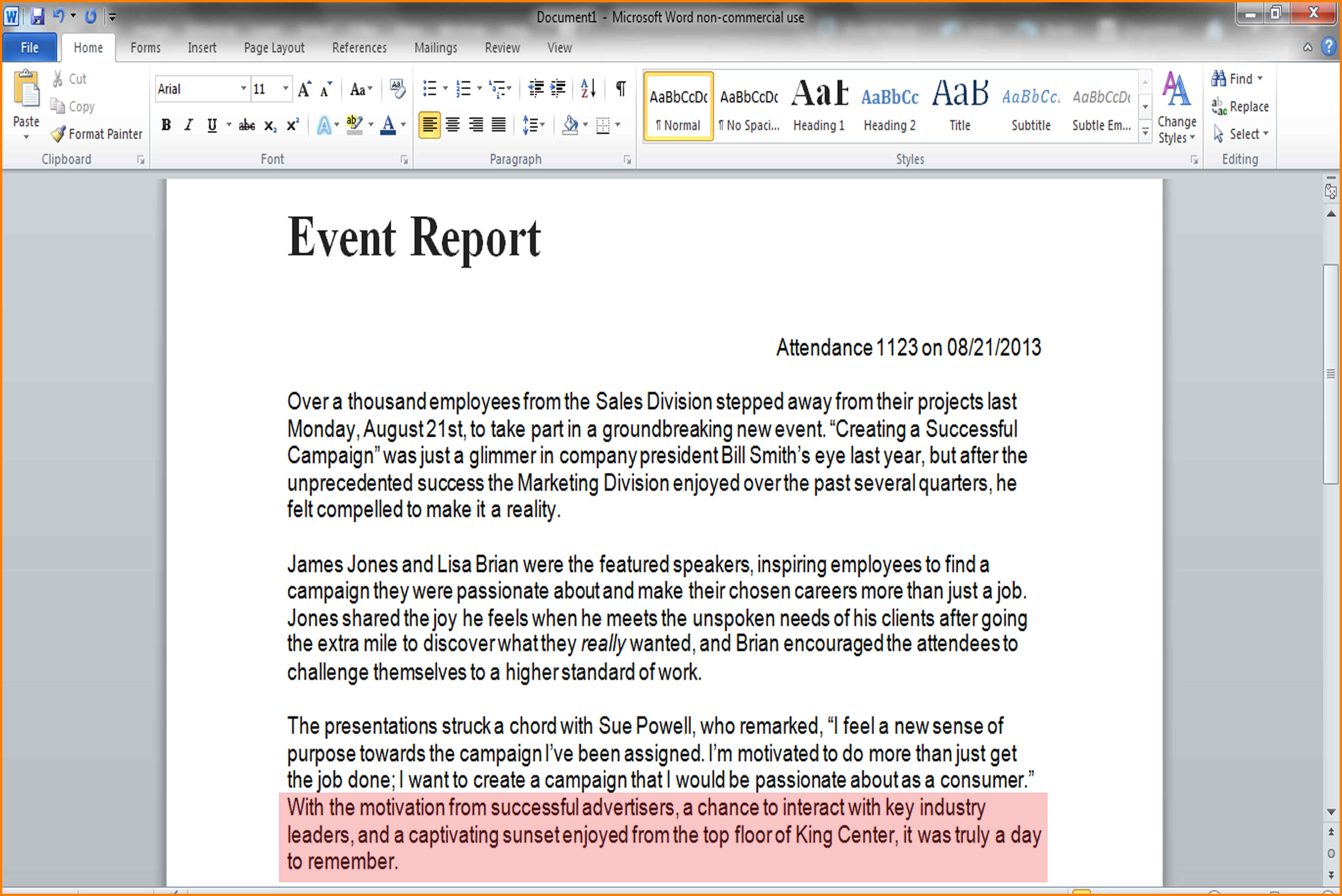 9+ Event Report Template Word | Business Opportunity Program For After Event Report Template