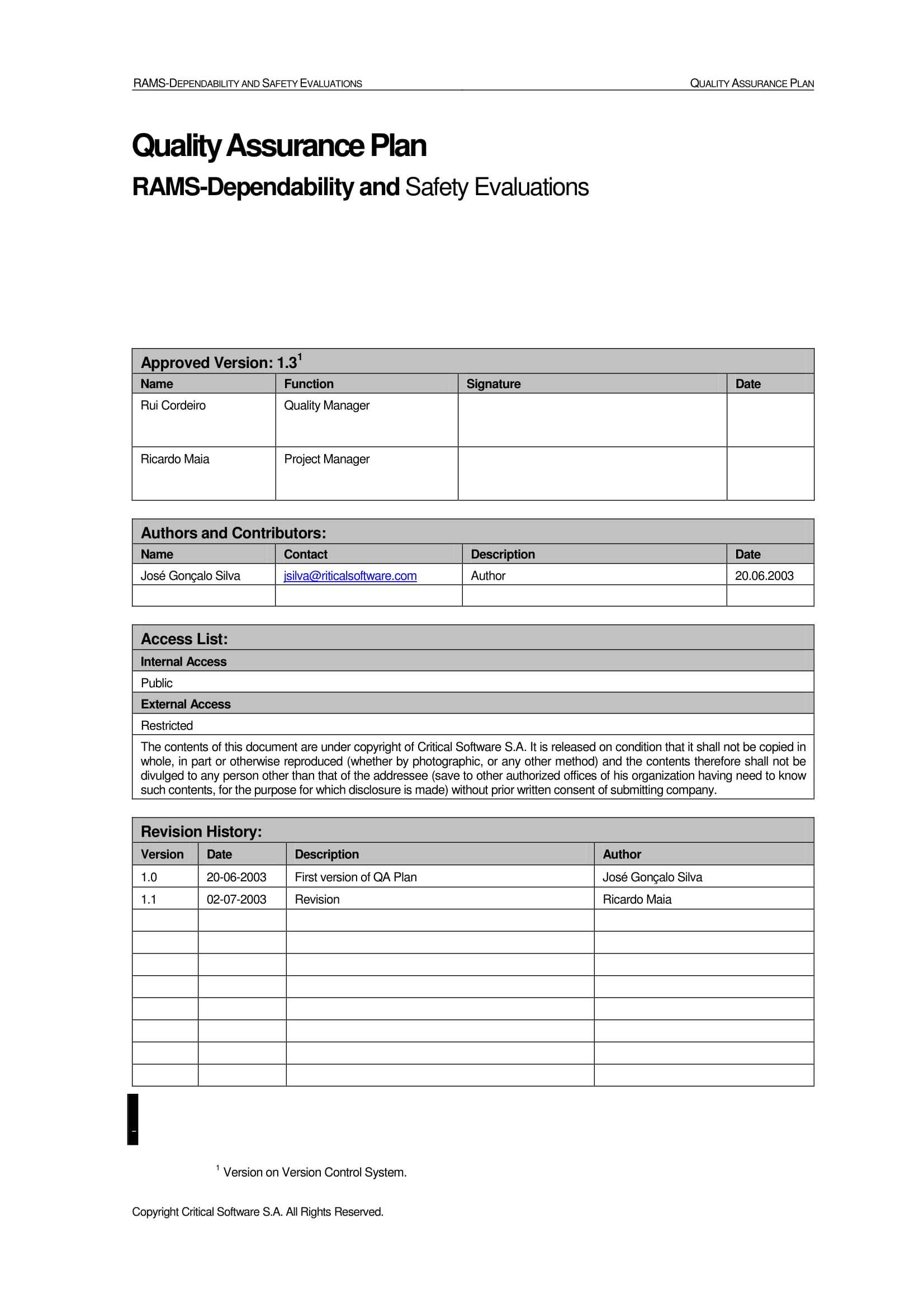 9+ Software Quality Assurance Plan Examples – Pdf | Examples Pertaining To Software Quality Assurance Report Template