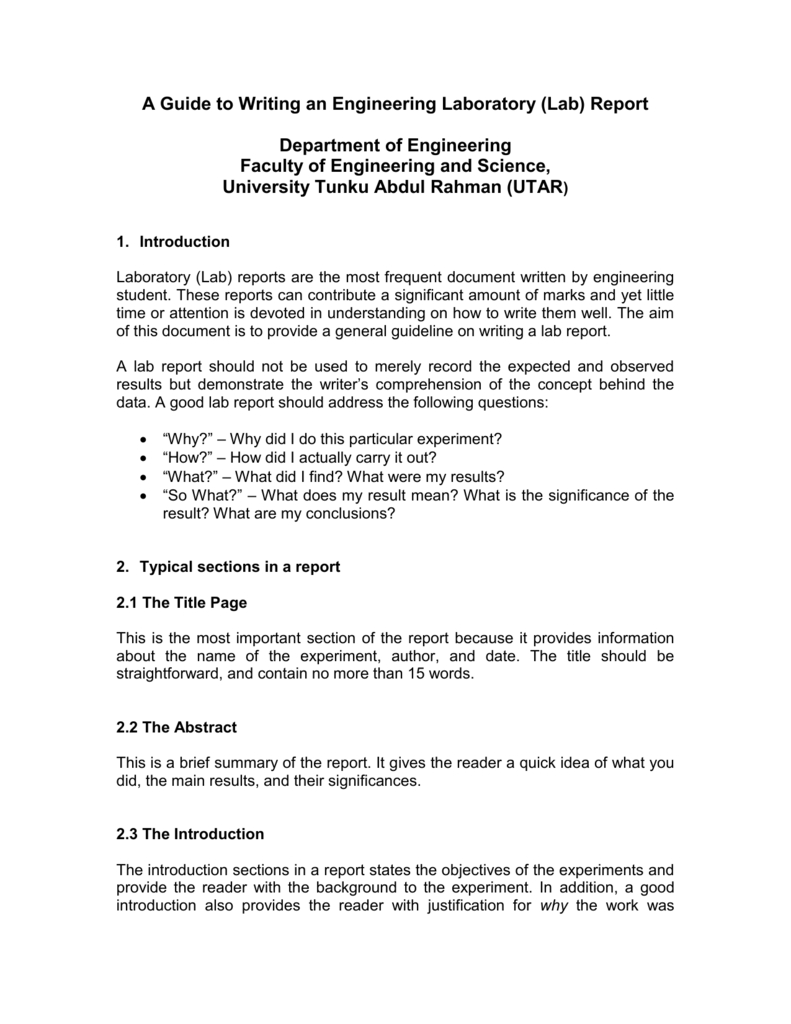 A Guide To Writing An Engineering Laboratory (Lab) Report Within Engineering Lab Report Template