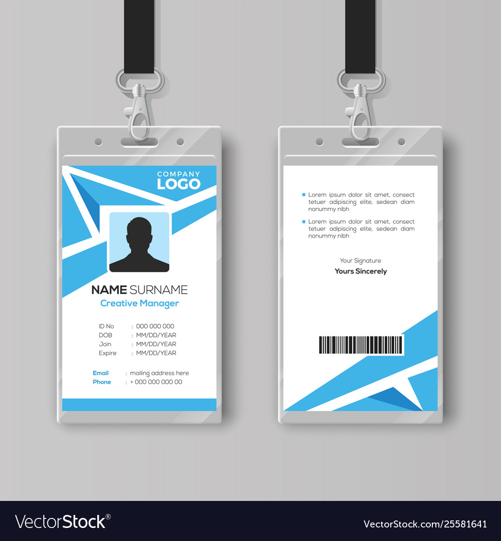Abstract Blue Id Card Design Template Intended For Template For Id Card Free Download