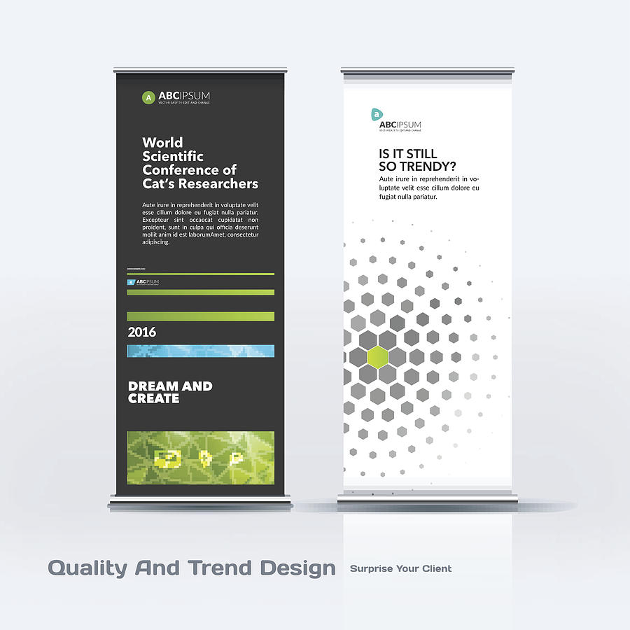 Abstract Business Vector Set Of Modern Roll Up Banner Stand Design Template  With Colourful Linesdiamond Graphics For Banner Stand Design Templates