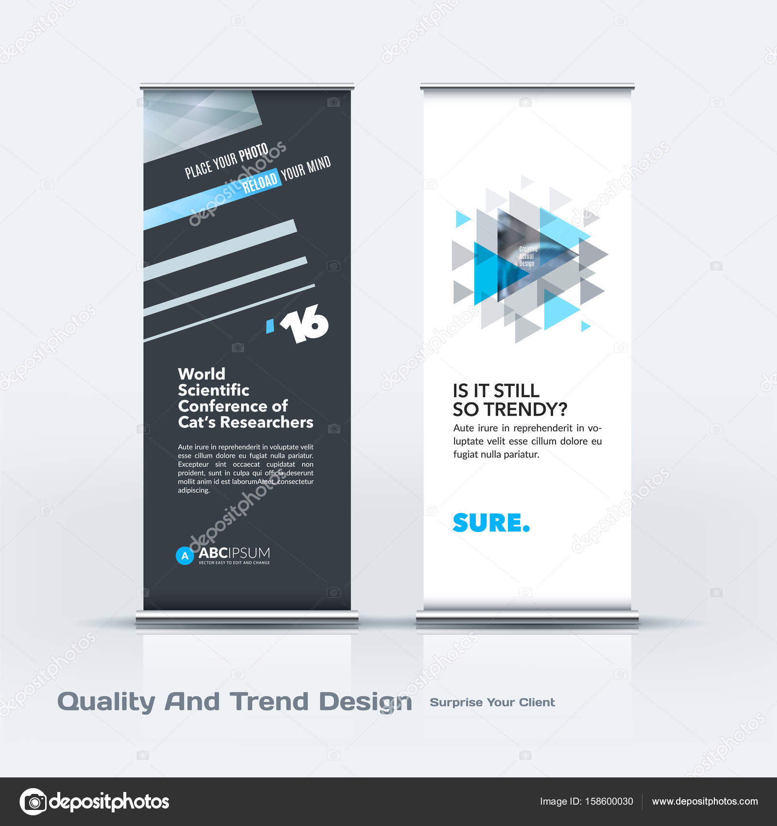 Abstract Business Vector Set Of Modern Roll Up Banner Stand With Banner Stand Design Templates