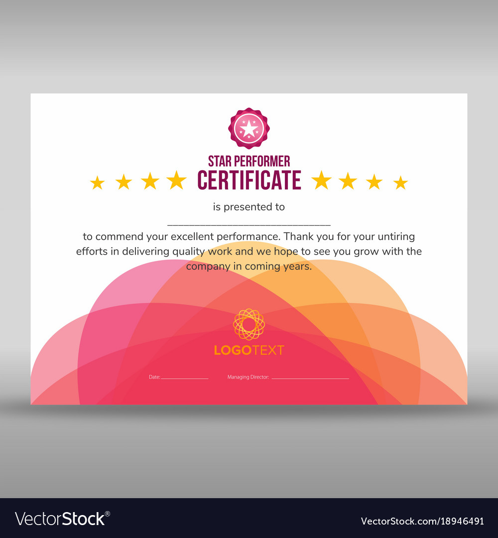 Abstract Creative Pink Star Performer Certificate Throughout Star Performer Certificate Templates