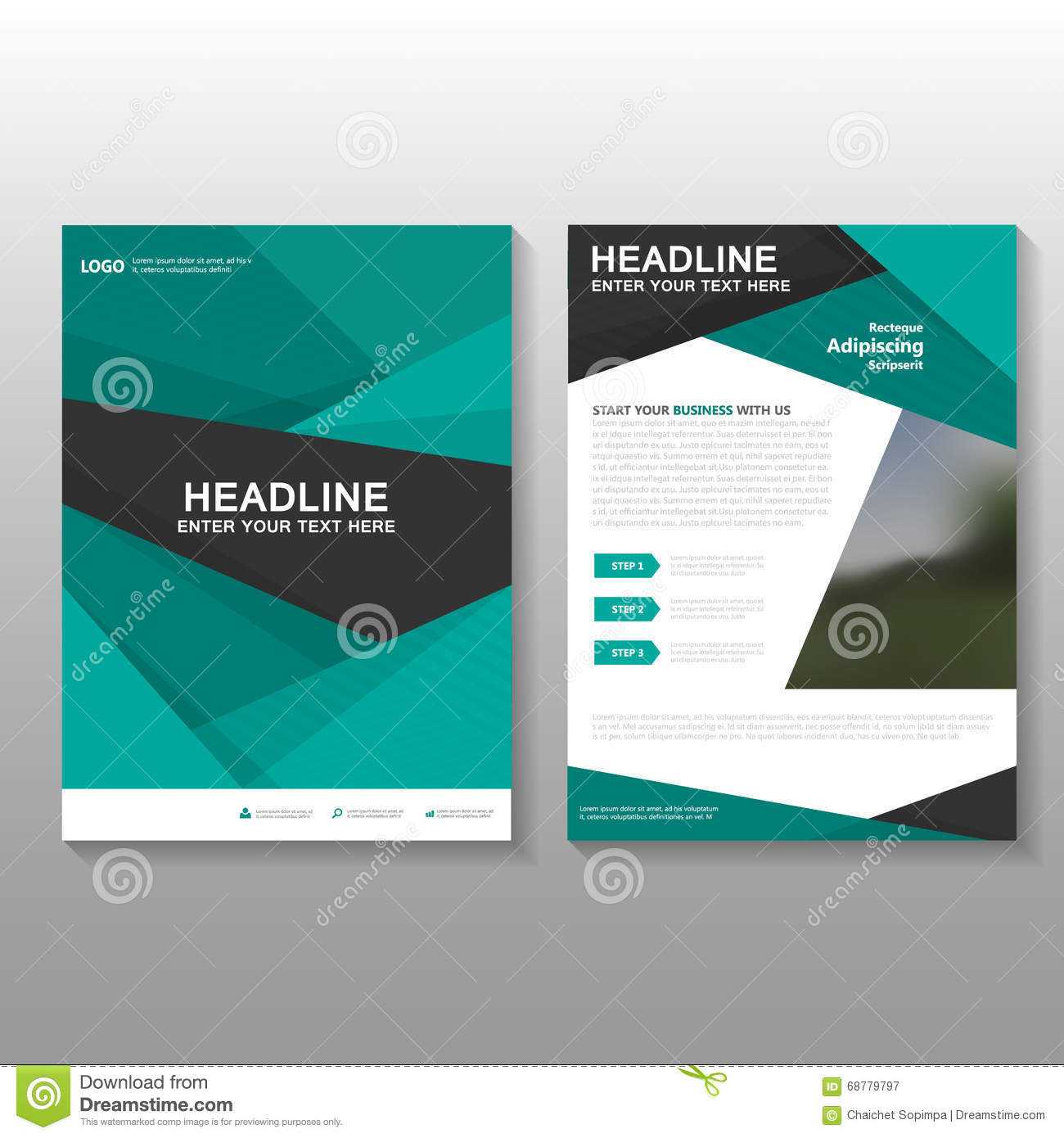 Abstract Green Vector Leaflet Brochure Flyer Business Inside Free Business Proposal Template Ms Word