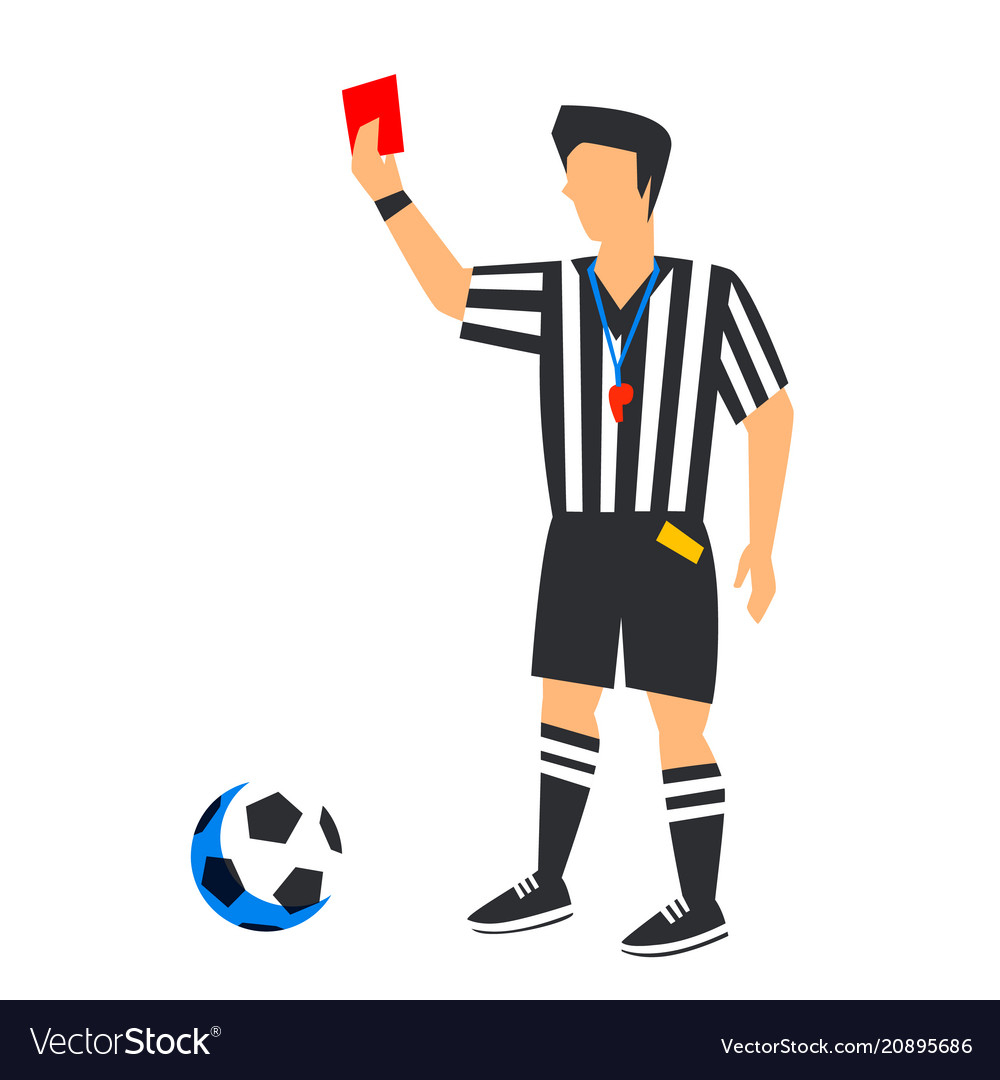 Abstract In Blue Football Referee With Red Card In Football Referee Game Card Template