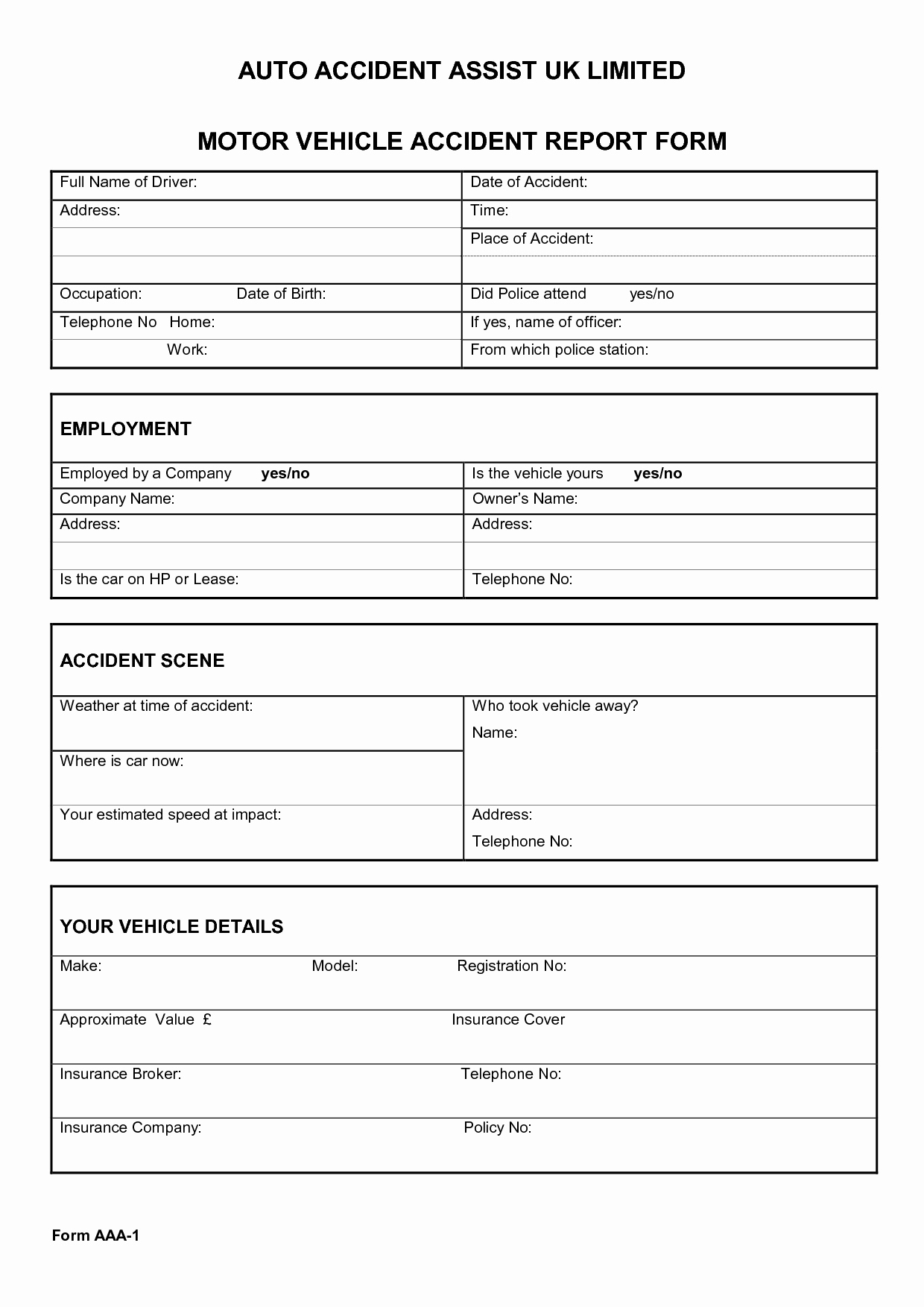 Accident Report Template Format In Excel Incident Form Nz Inside Accident Report Form Template Uk