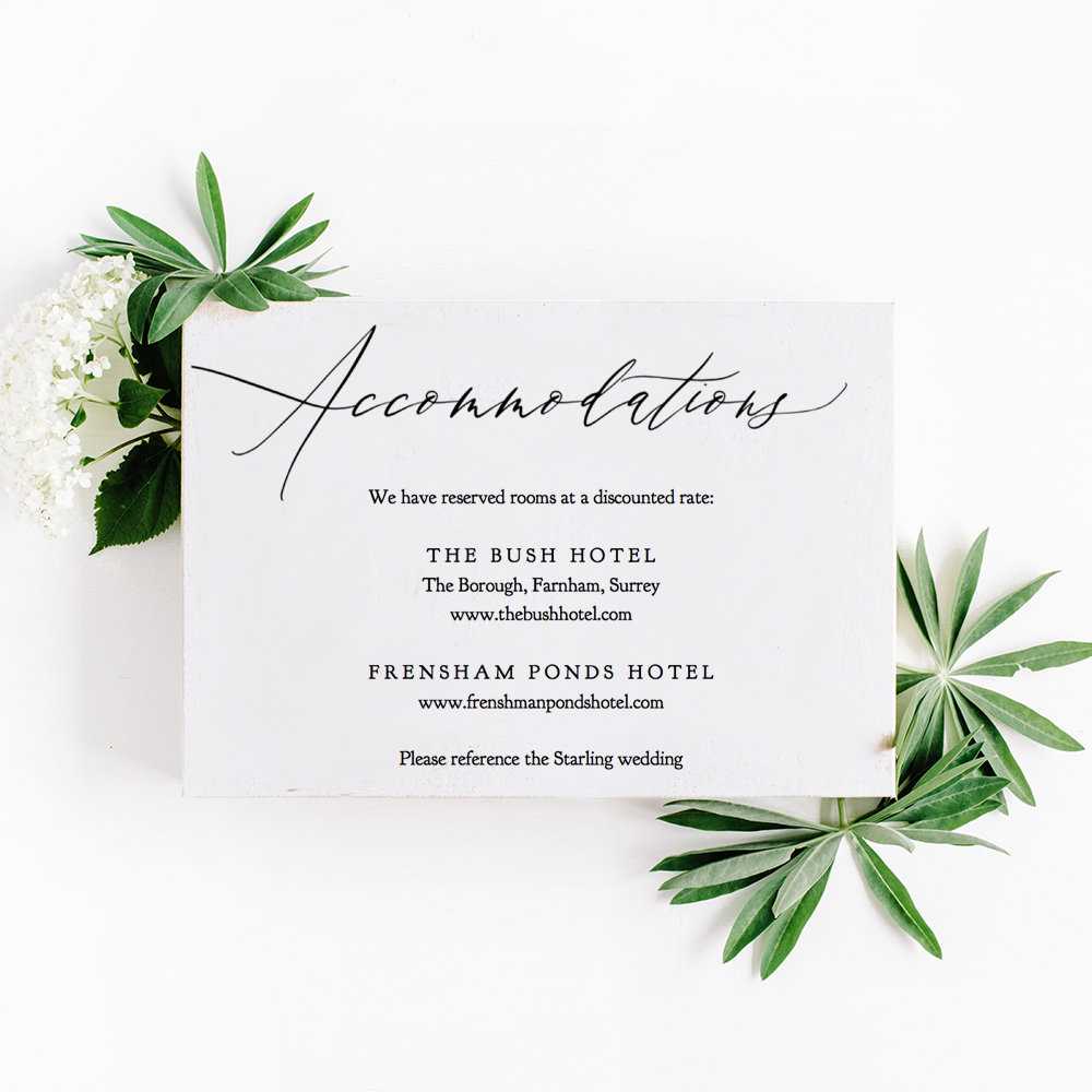 Accommodations Card Template Printable Accommodation Card Throughout Wedding Hotel Information Card Template