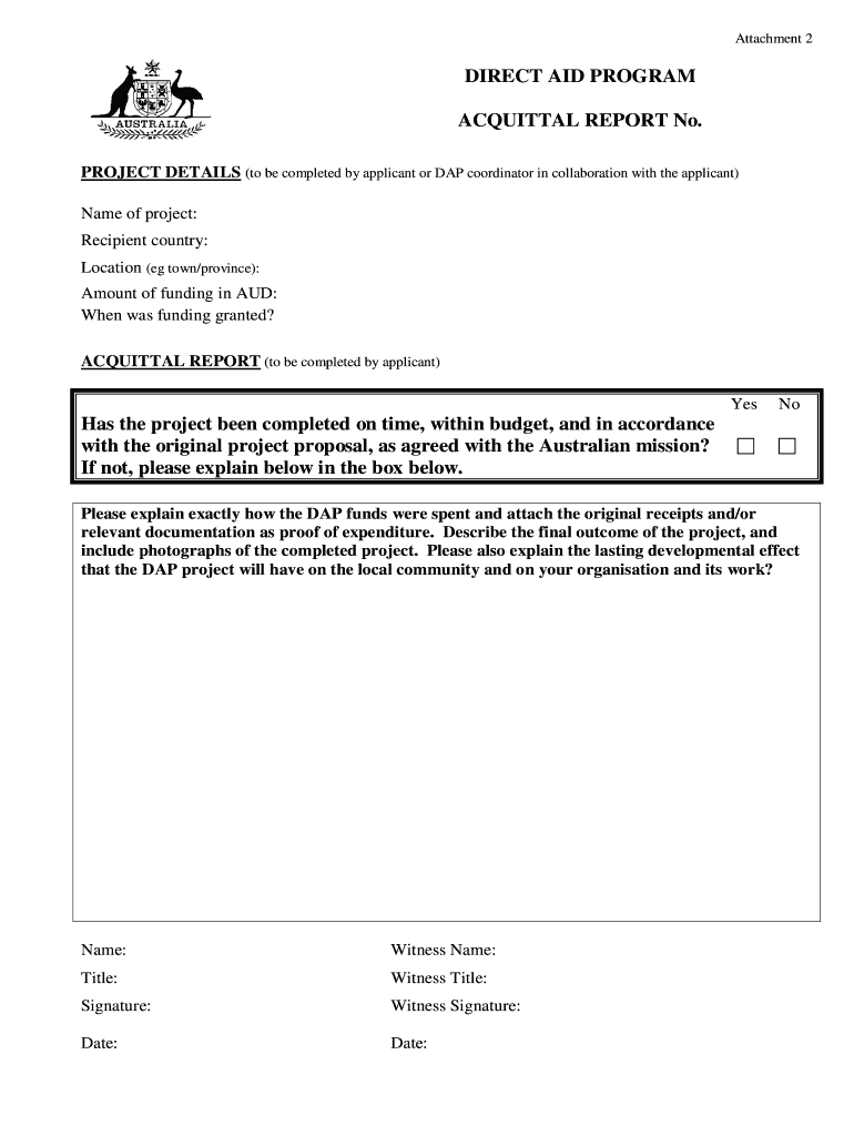 Acquittal Form – Fill Online, Printable, Fillable, Blank Intended For Acquittal Report Template