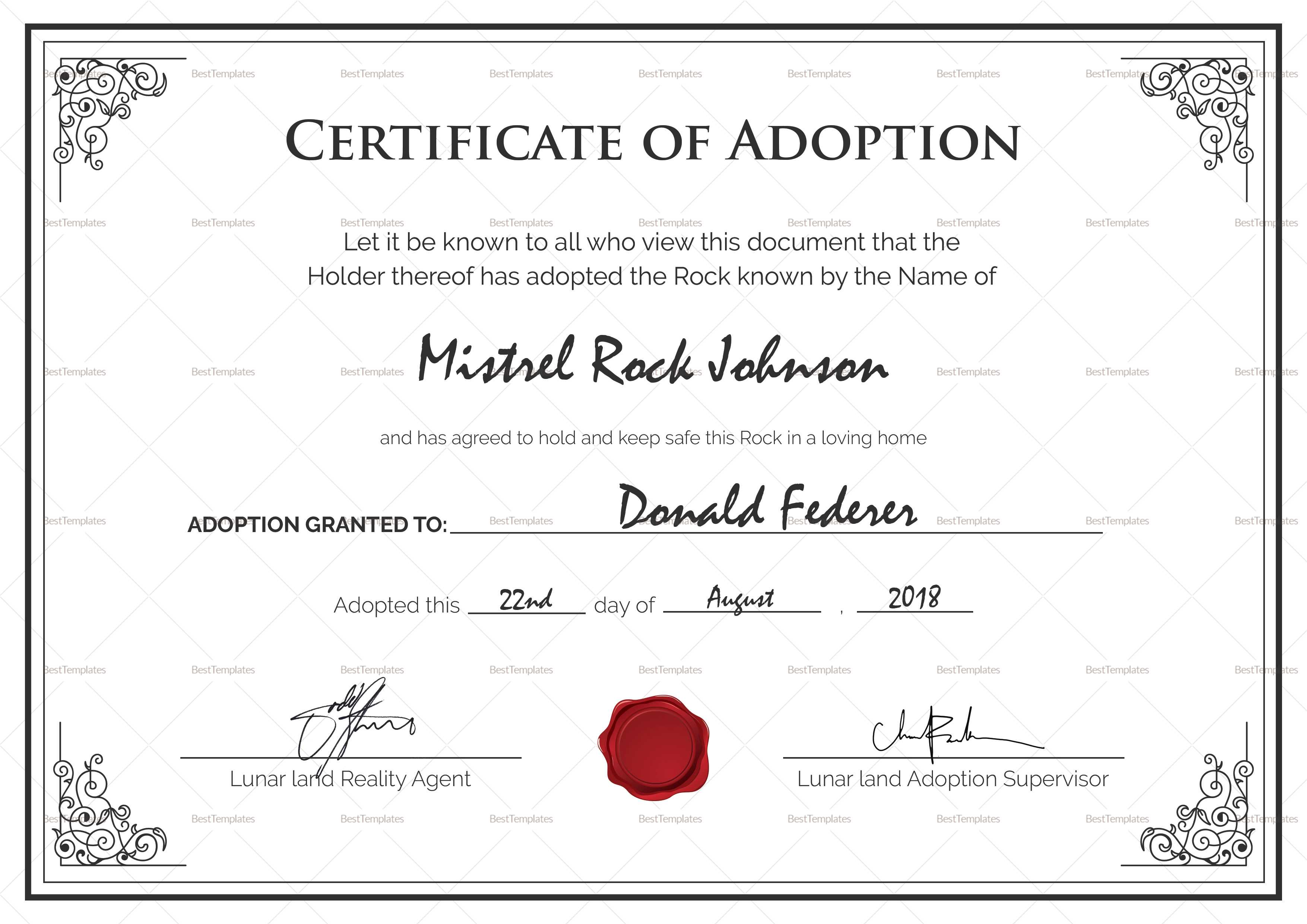 Adoption Birth Certificate Template In Adoption Certificate Template