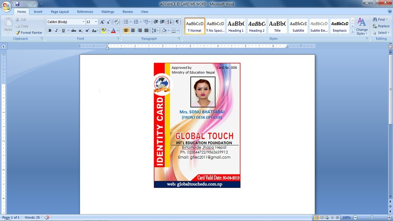 Advance Id Card Design In Ms Word 2018 Intended For Id Card Template For Microsoft Word