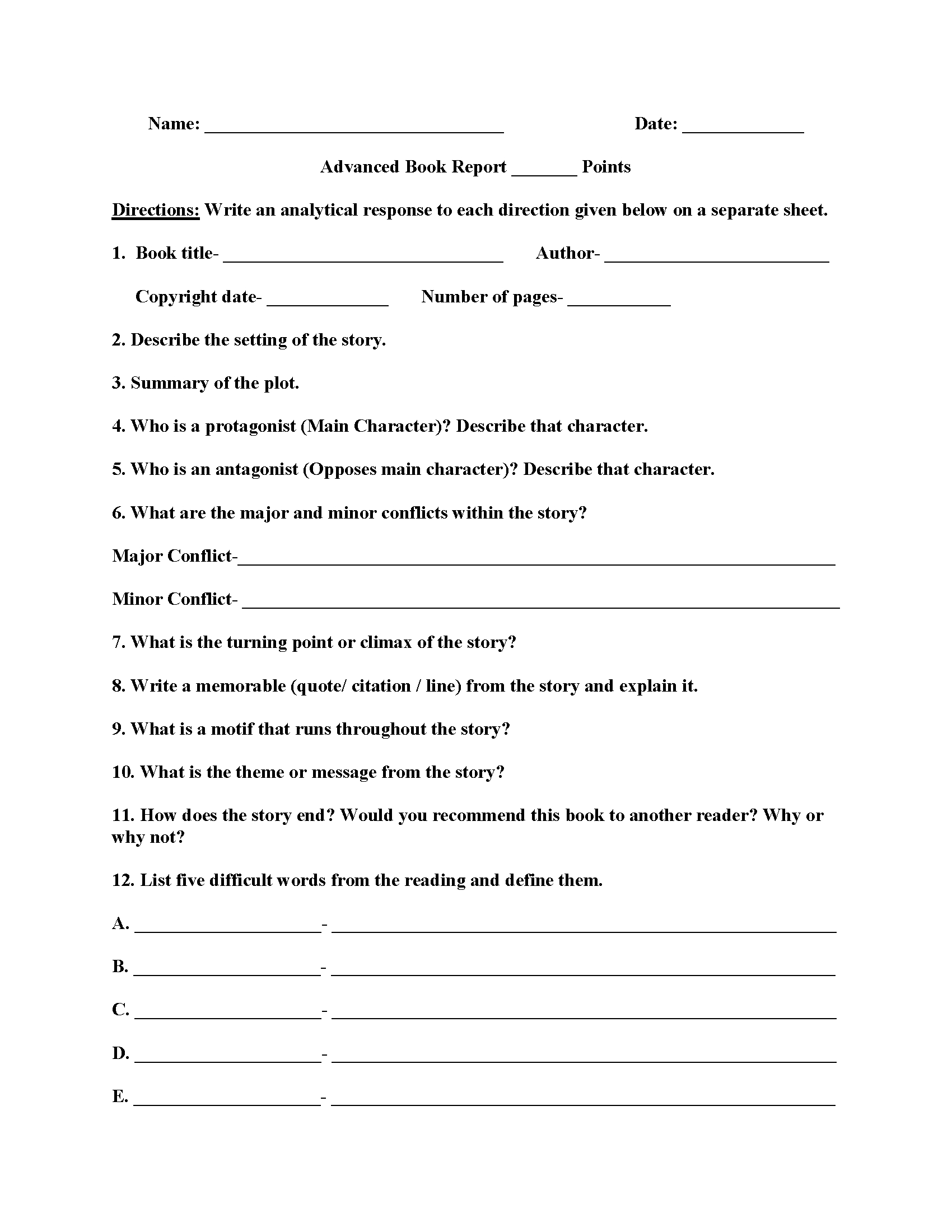 Advanced Book Report Worksheets | English | Book Report With Regard To Book Report Template In Spanish