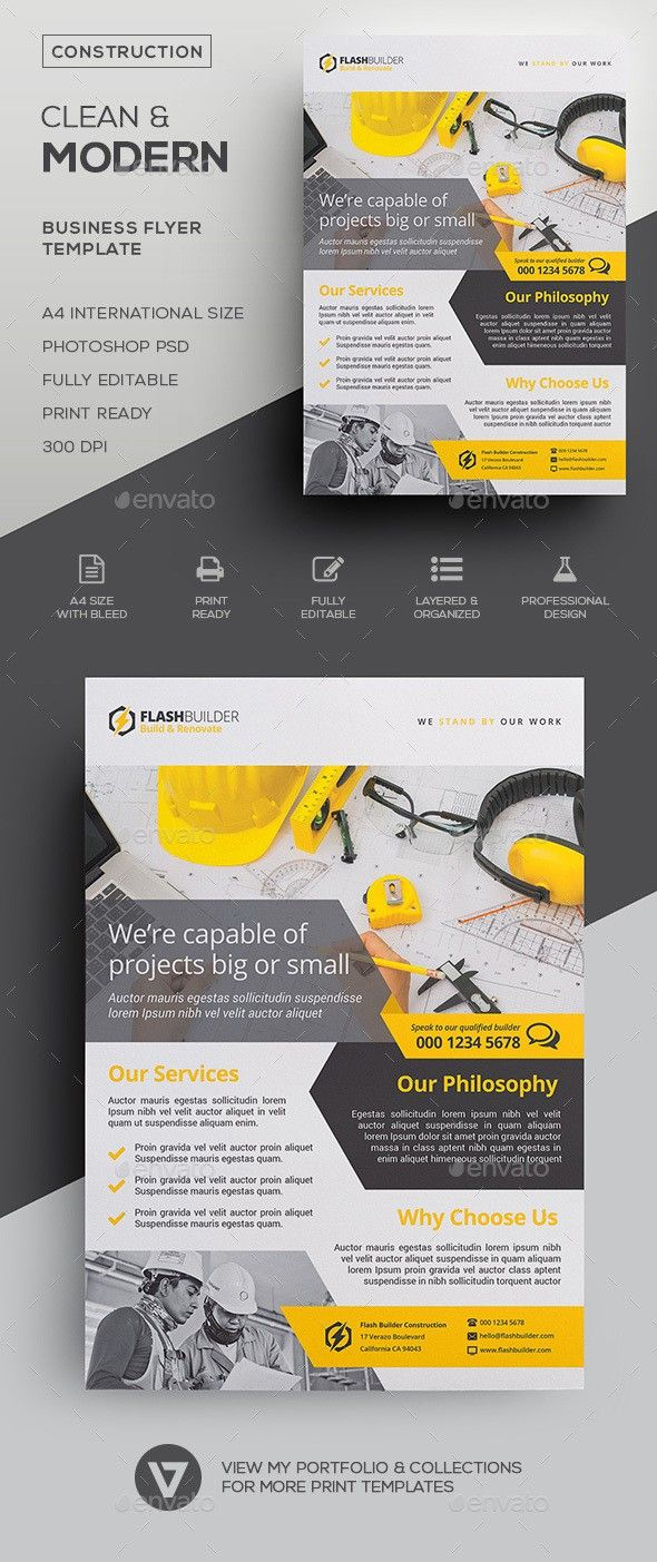Advertisement, Architecture, Builder, Building, Business With Engineering Brochure Templates