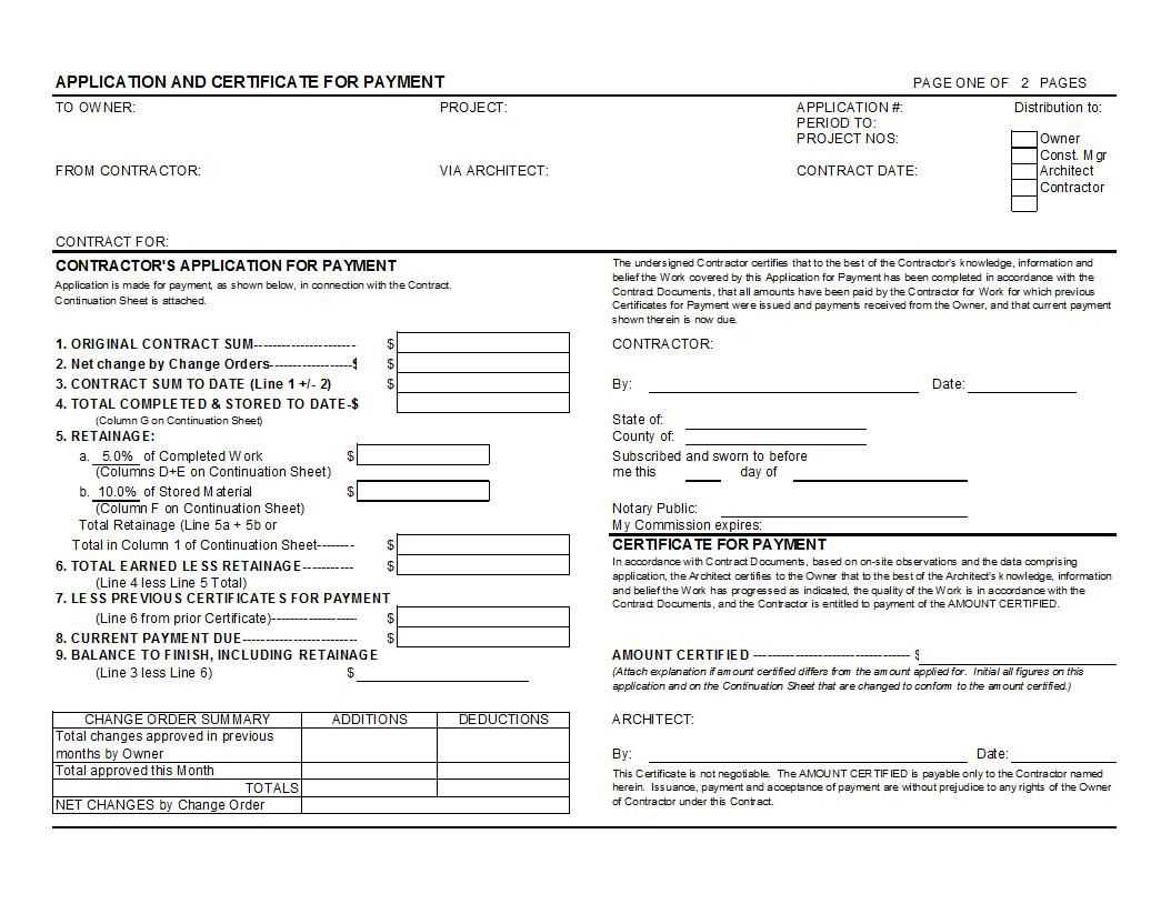 Aia G702 And G703 Style Application For Payment And Regarding Certificate Of Payment Template