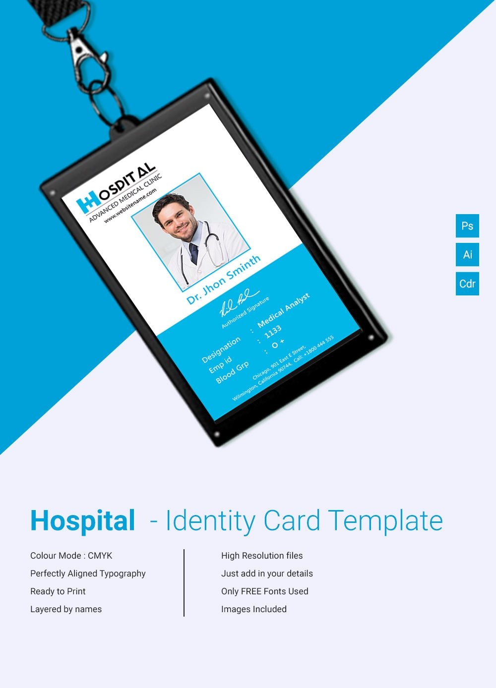Amazing Hospital Identity Card Template Download | Free Within Sample Of Id Card Template