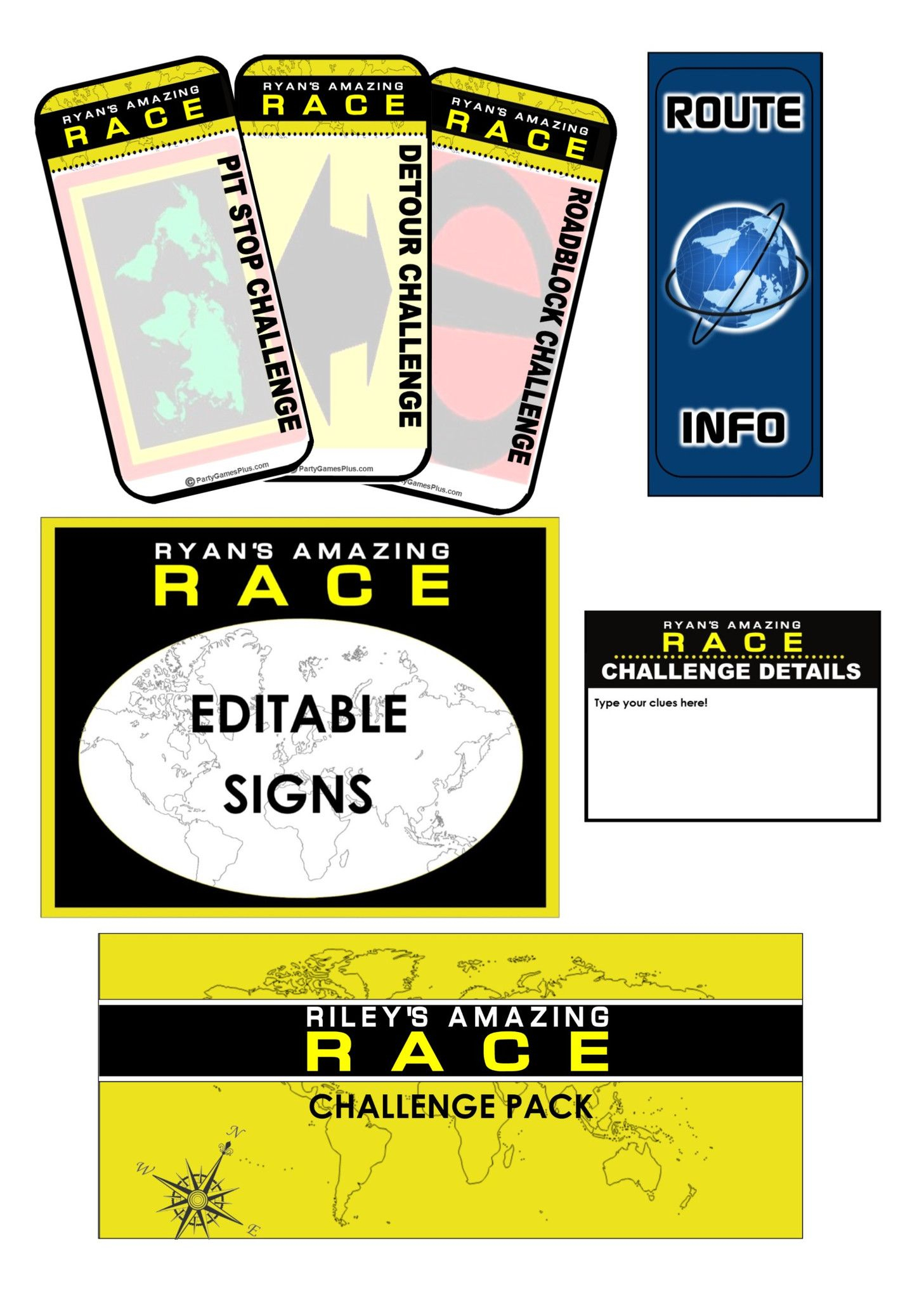 Amazing Race Clues & Challenge Cards – Editable | Teacher Intended For Clue Card Template