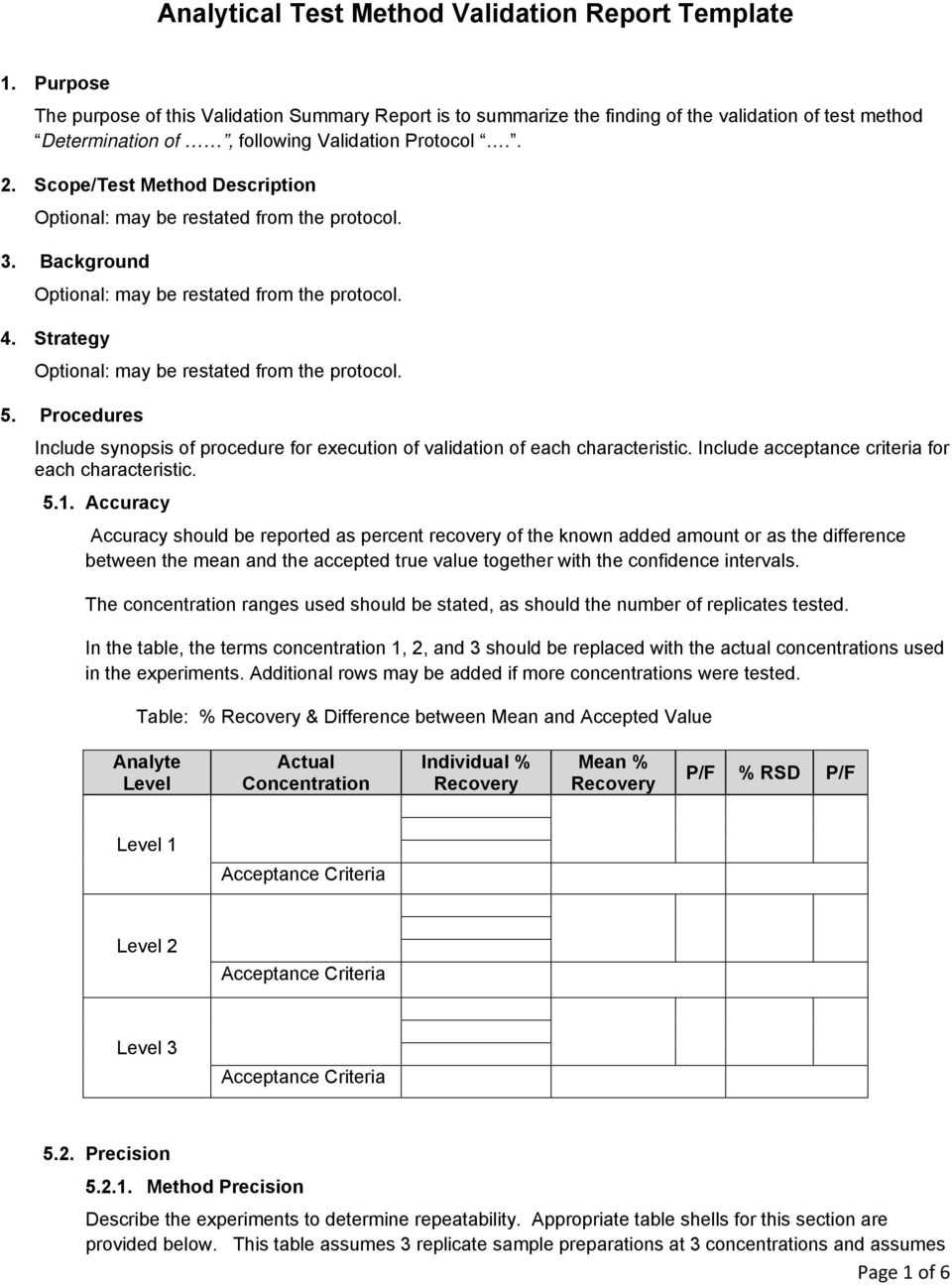 Analytical Test Method Validation Report Template – Pdf Within Analytical Report Template