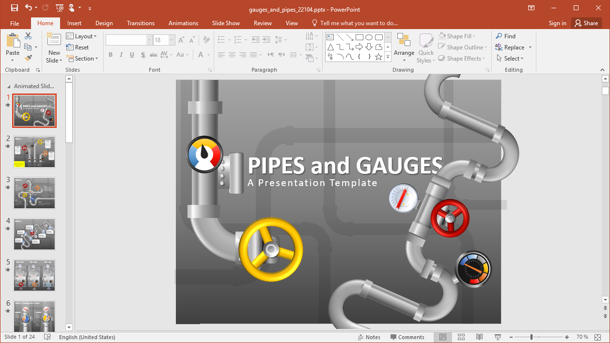 Animated Pipes Powerpoint Template In Powerpoint Presentation Animation Templates