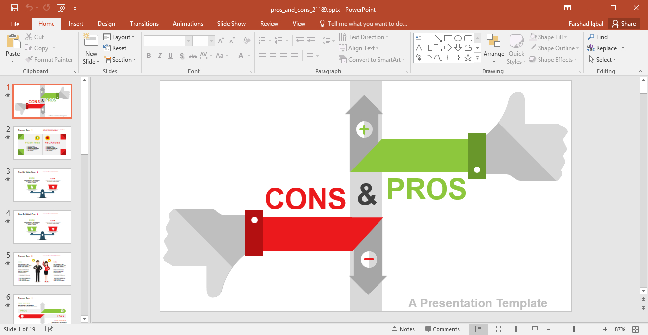 Animated Pros And Cons Powerpoint Template Inside What Is Template In Powerpoint