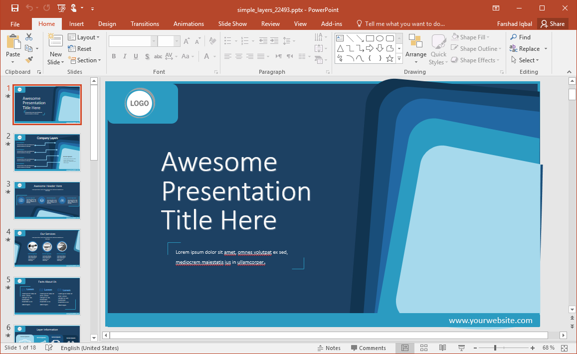 Animated Simple Layers Powerpoint Template Pertaining To Powerpoint Default Template