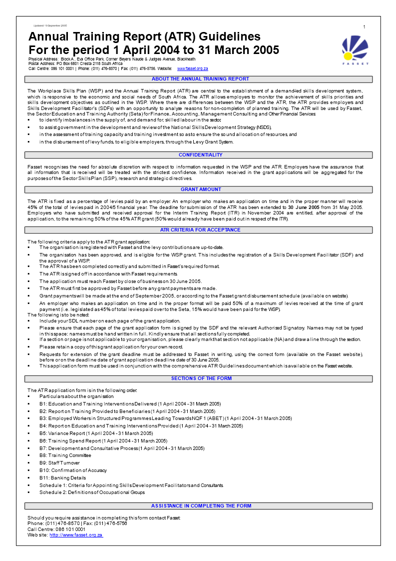 Annual Training Report (Atr) Guidelines | Templates At Within Training Report Template Format