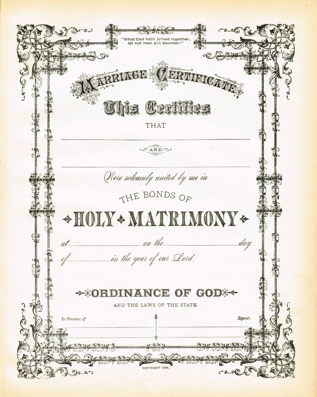 Antique Certificate Of Marriage Printable | Wedding Within Certificate Of Marriage Template