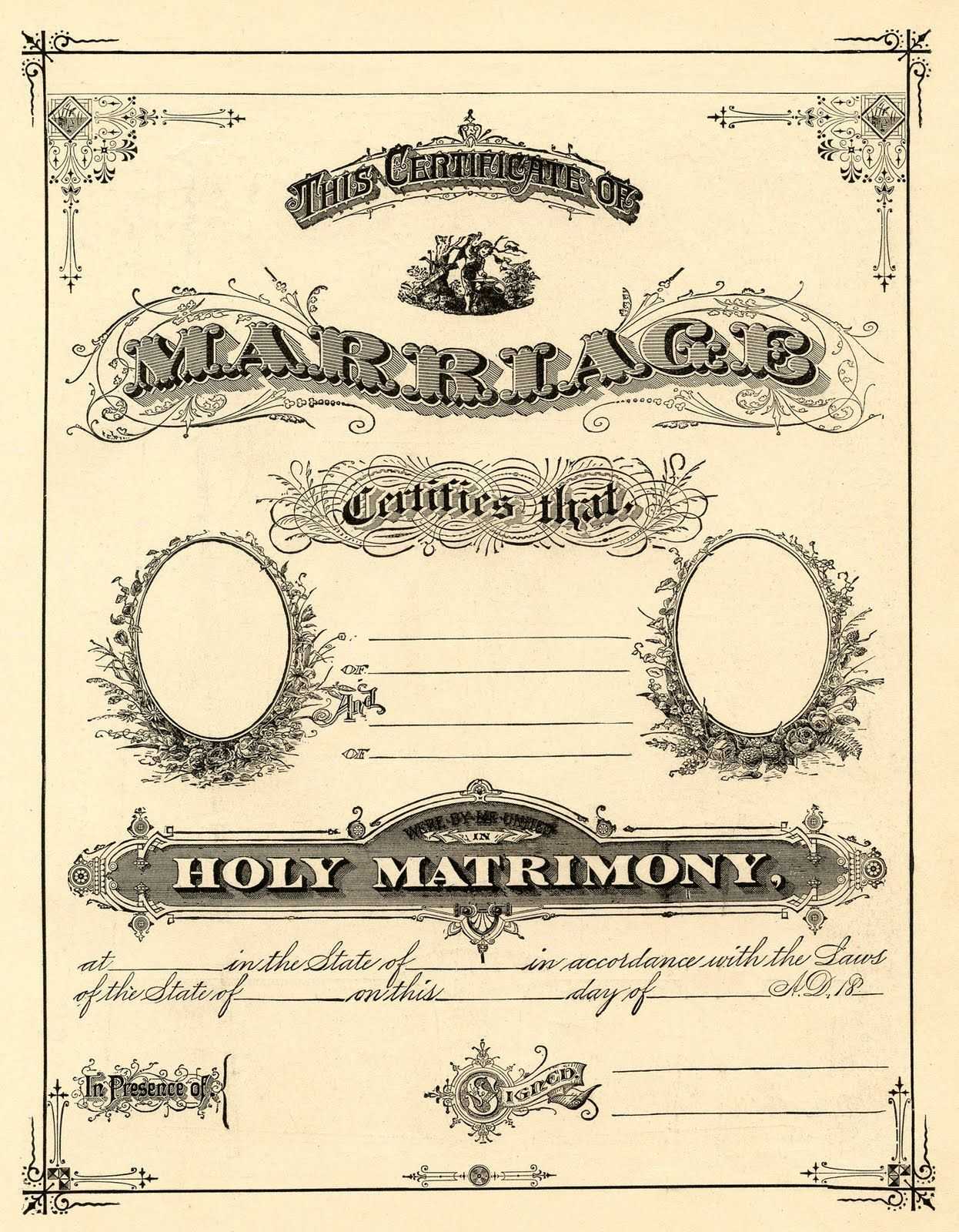 Antique Ephemera Clip Art - Printable Marriage Certificate With Regard To Blank Marriage Certificate Template
