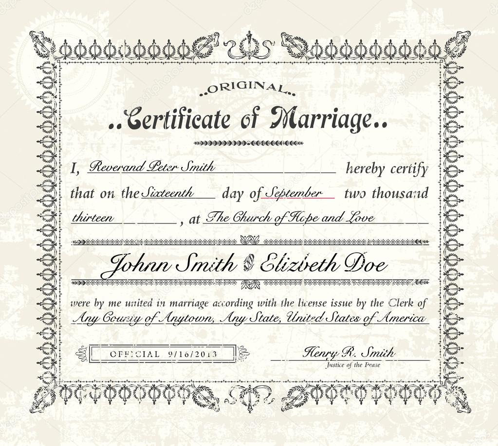 Antique Marriage Certificate Template | Vector Vintage Intended For Certificate Of Marriage Template