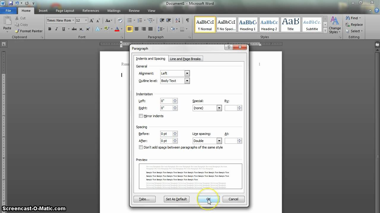 Apa Format Setup In Word 2010 Updated Throughout Apa Format Template Word 2013