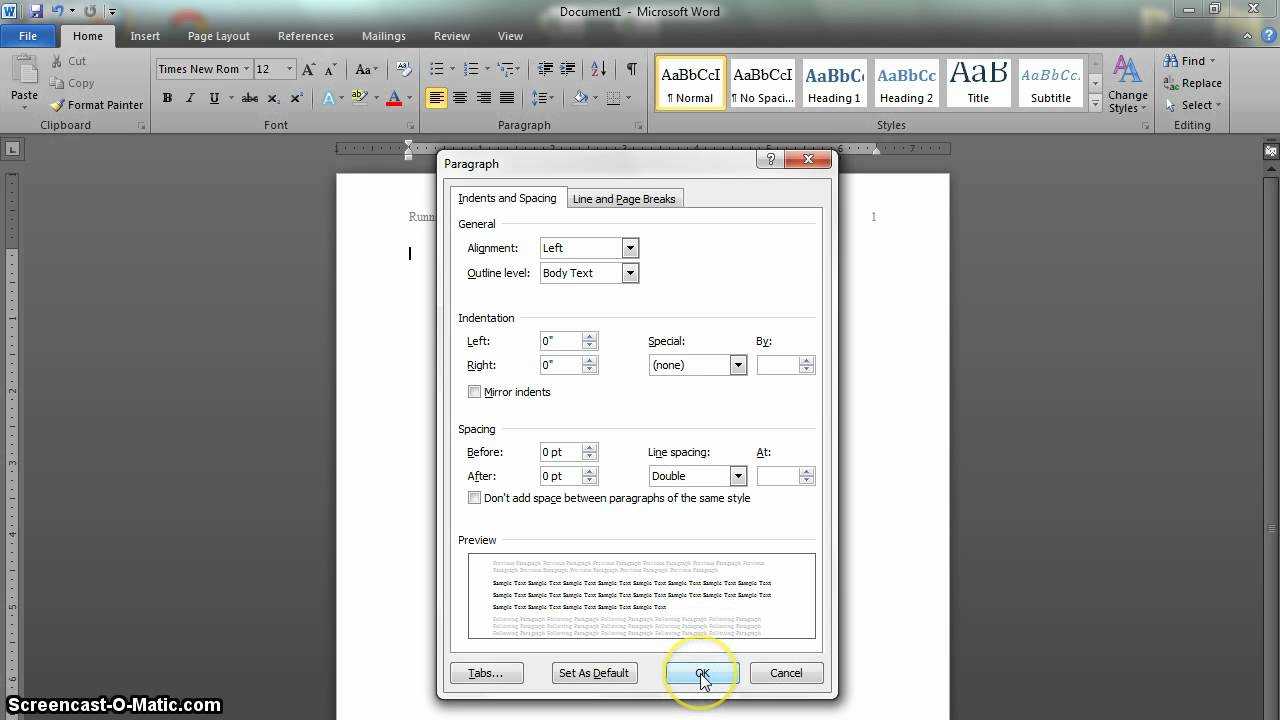 Apa Format Setup In Word 2010 Updated Throughout Apa Format Template Word 2013