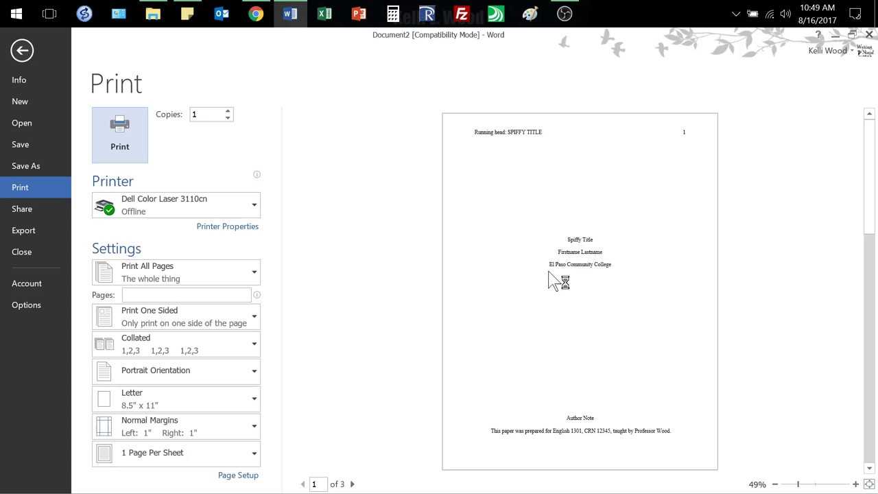 Apa Paper Format Using Ms Word Template Inside Apa Template For Word 2010