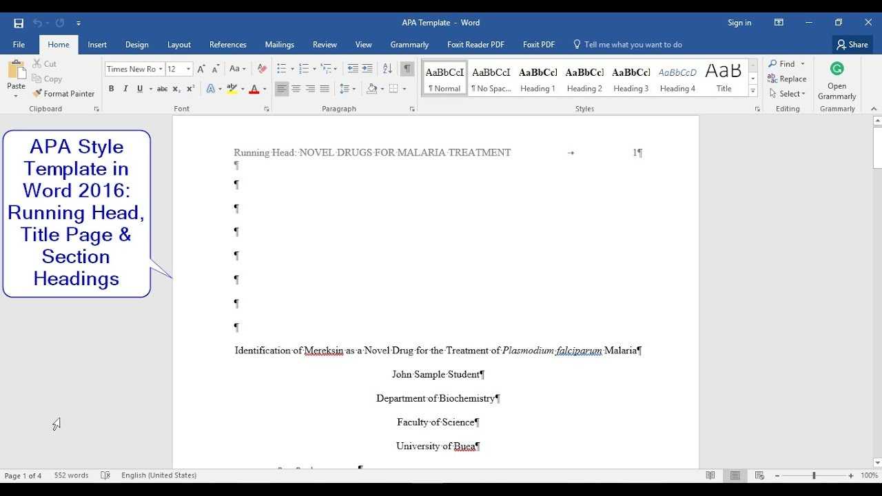 Apa Style (6Th Edition): How To Make A Template With Running Head, Title  Page And Section Headings With Regard To Word Apa Template 6Th Edition