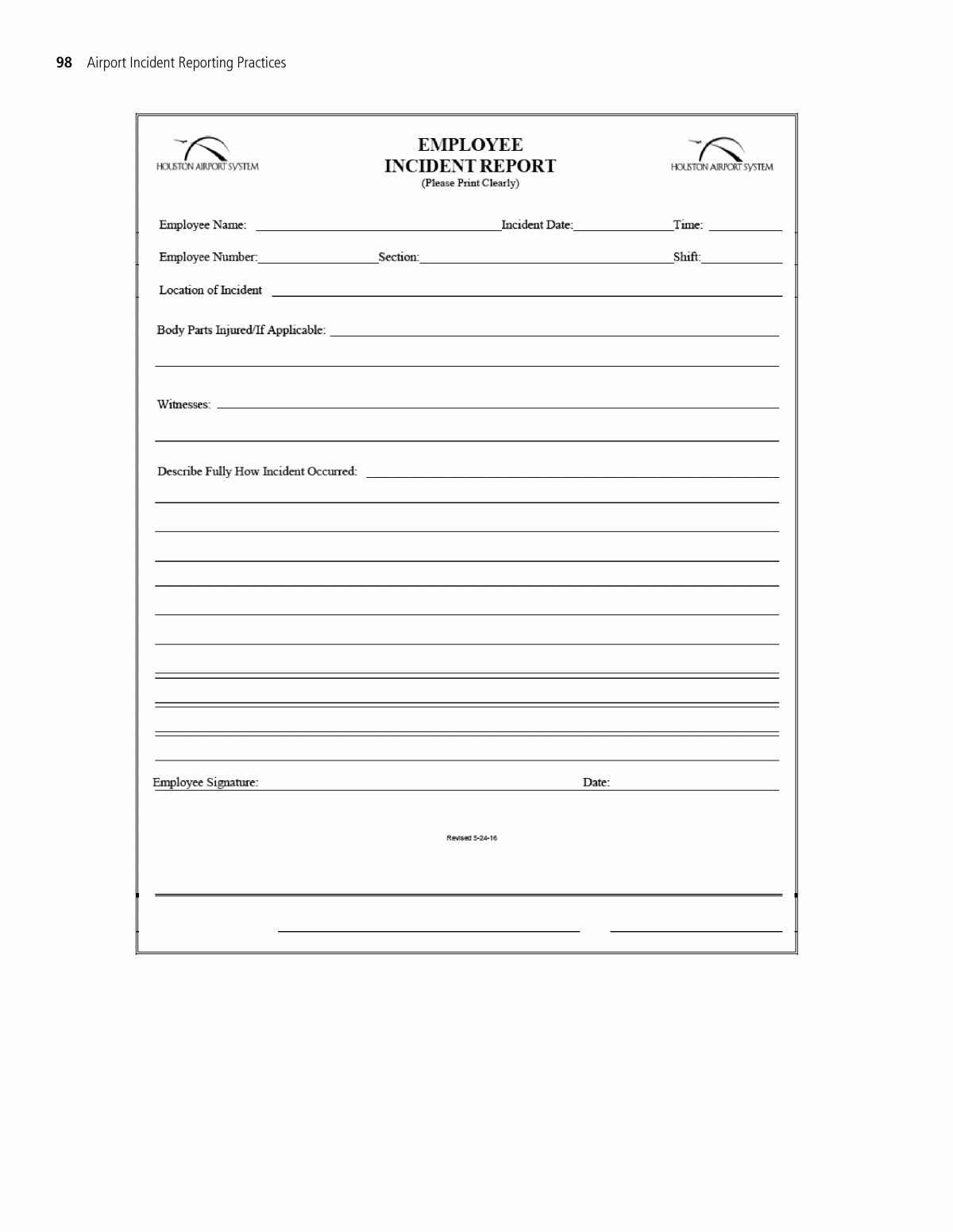 Appendix H – Sample Employee Incident Report Form | Airport In Computer Incident Report Template