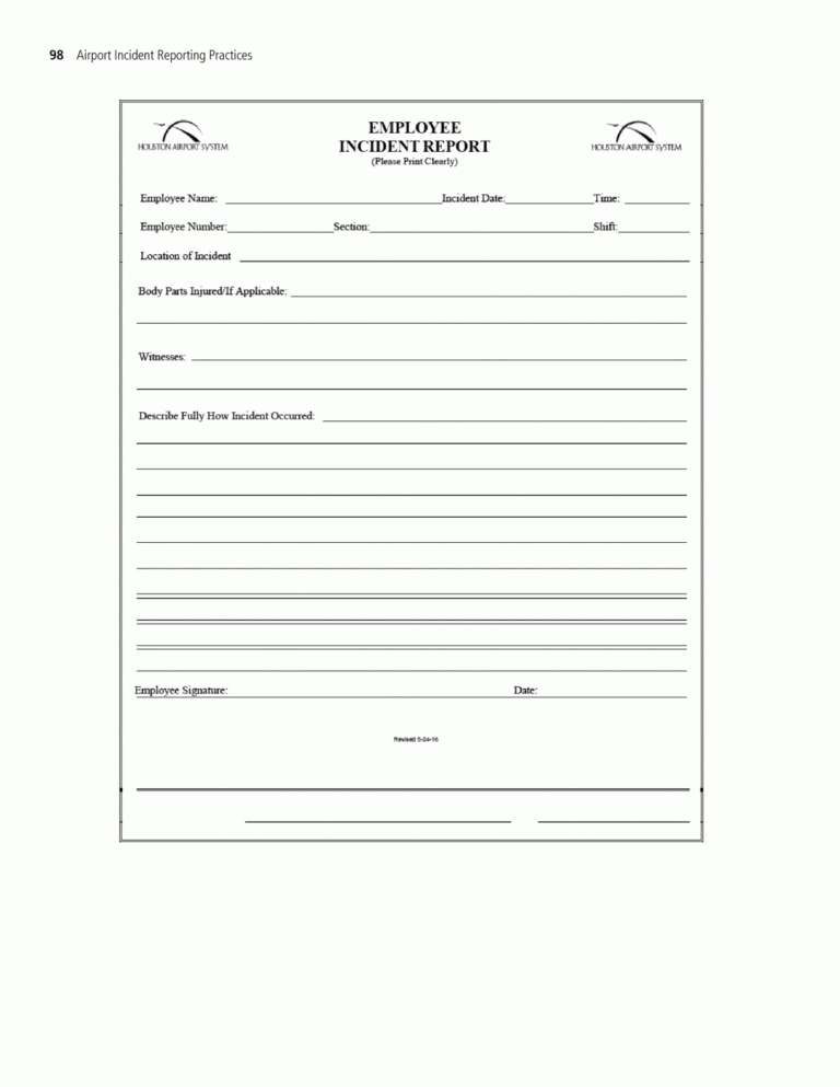 Serious Incident Report Template