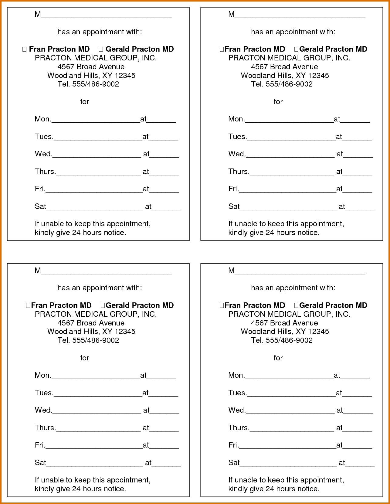 Appointment Reminder Card Template – Teplates For Every Day Intended For Appointment Card Template Word