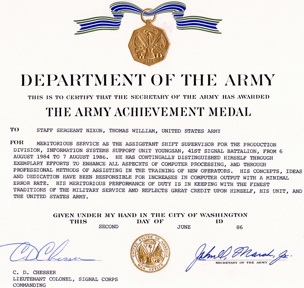 Army Achievement Medal Pertaining To Army Certificate Of Achievement Template