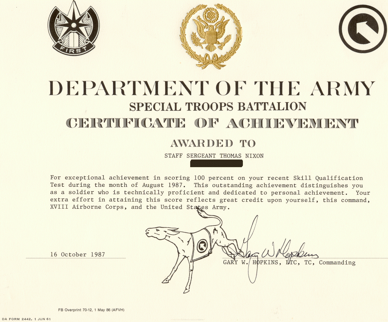 Army Certificate Of Achievement Template Intended For Certificate Of Achievement Army Template