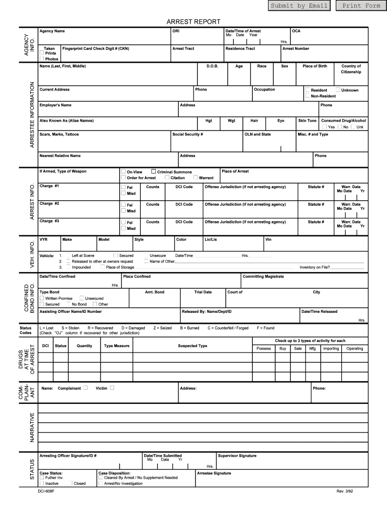 Arrest Report Template – Fill Online, Printable, Fillable Throughout Get Out Of Jail Free Card Template