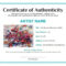 Artwork Bill Of Sale And Letter Of Authenticity | L'art In For Certificate Of Authenticity Photography Template