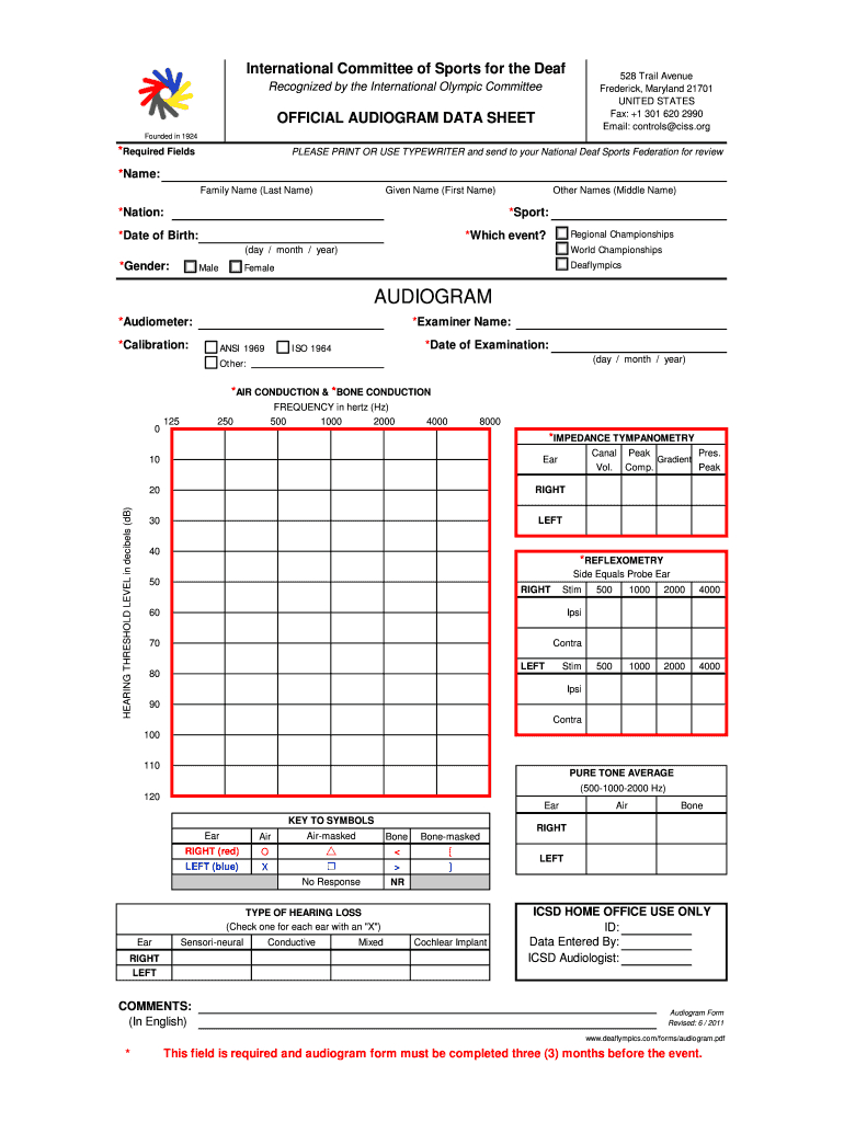 Audiogram - Fill Online, Printable, Fillable, Blank | Pdffiller Throughout Blank Audiogram Template Download