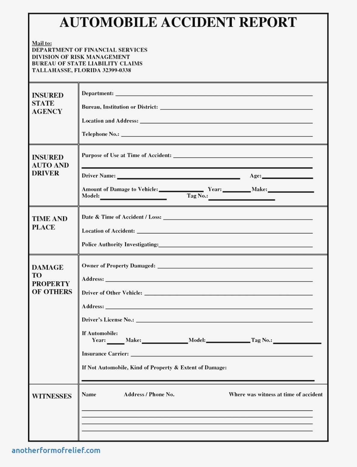 Auto Accident Report Form Income Tax Keep In Your Glove Box Intended For Motor Vehicle Accident Report Form Template