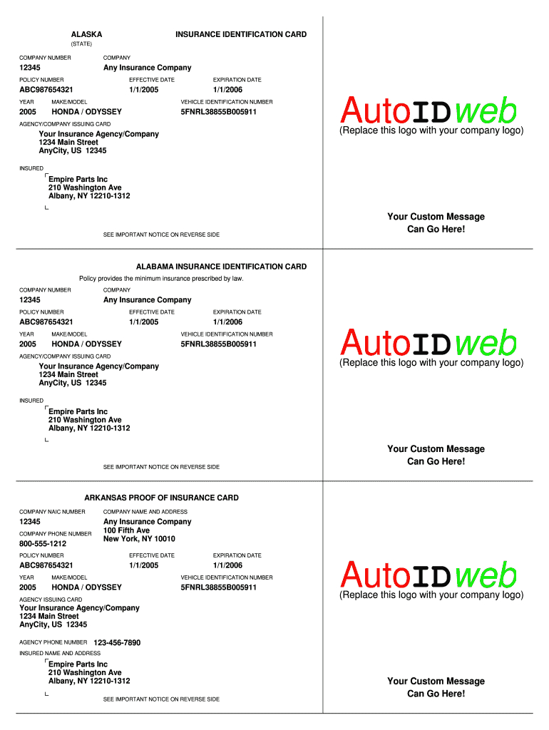 Auto Insurance Card Template – Fill Online, Printable In Auto Insurance Id Card Template