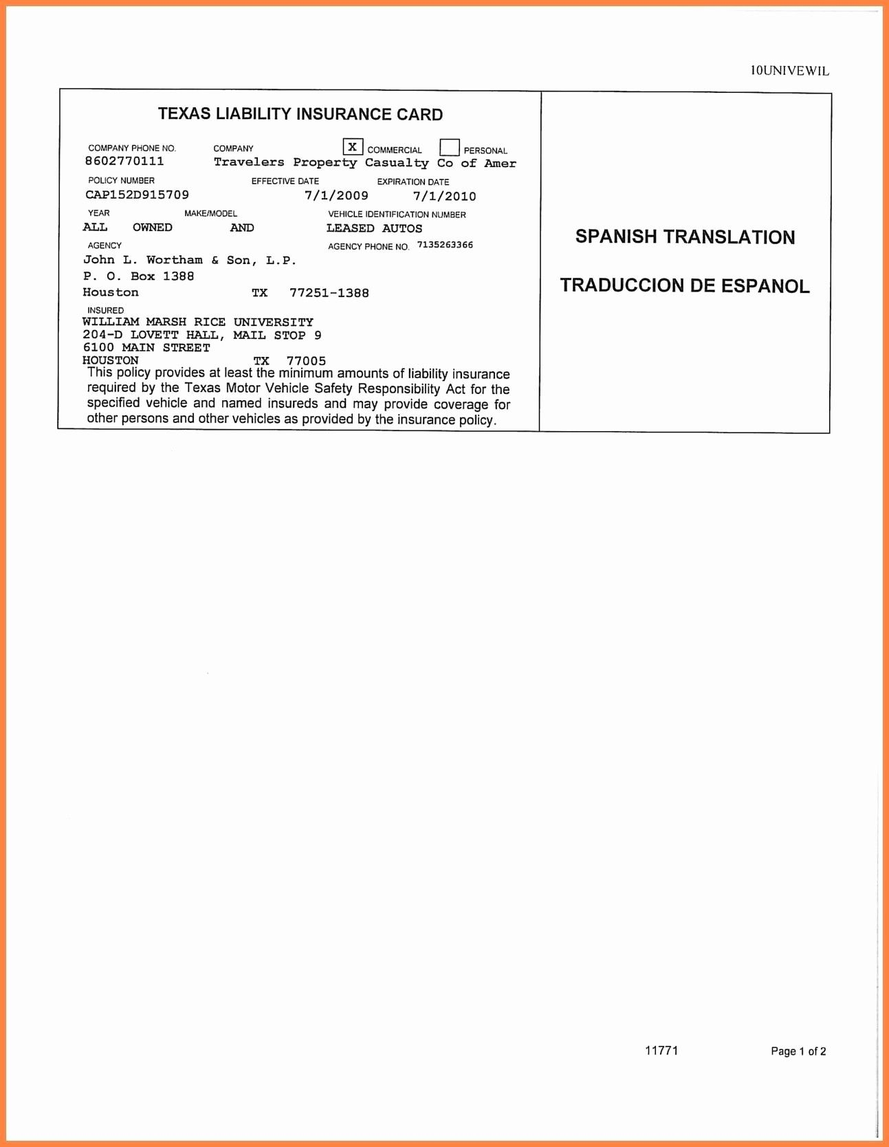 Auto Insurance Card Template Free Download #2 | Projects To Pertaining To Texas Id Card Template