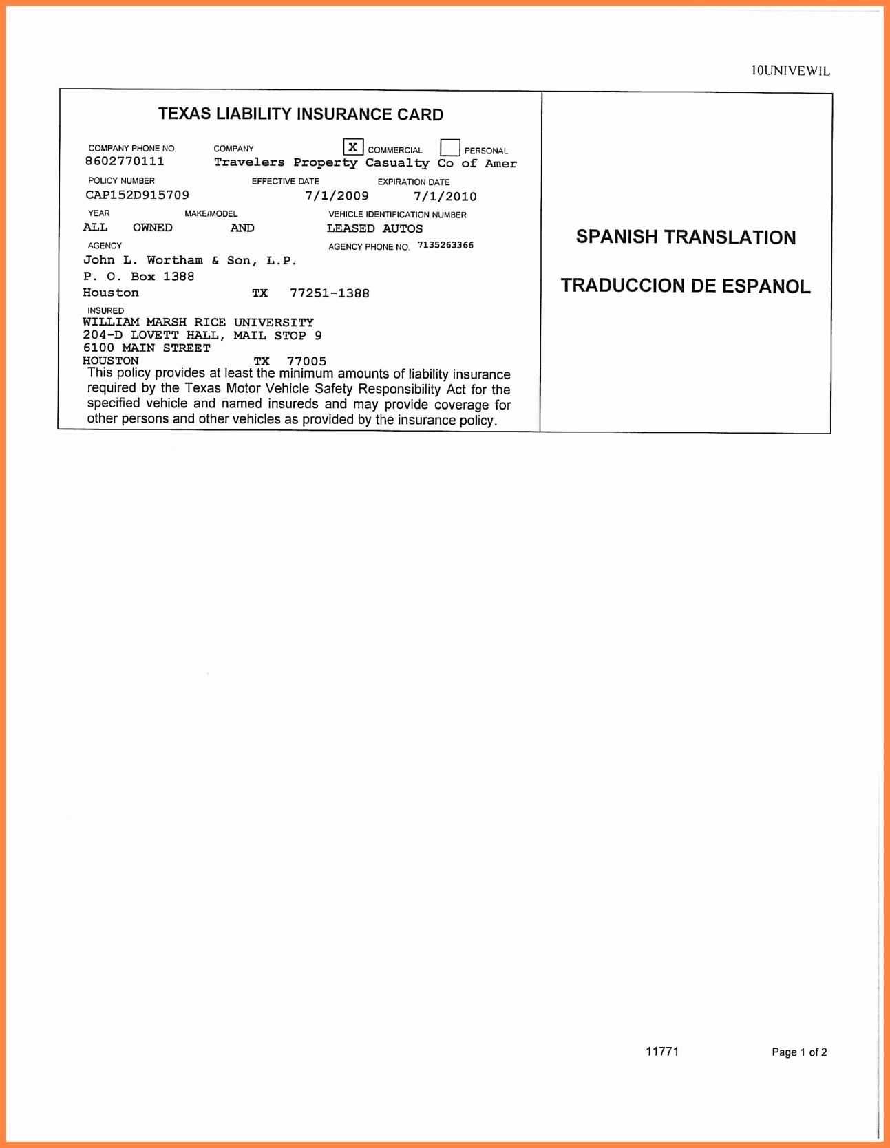 Auto Insurance Card Template Free Download #2 | Projects To Pertaining To Texas Id Card Template